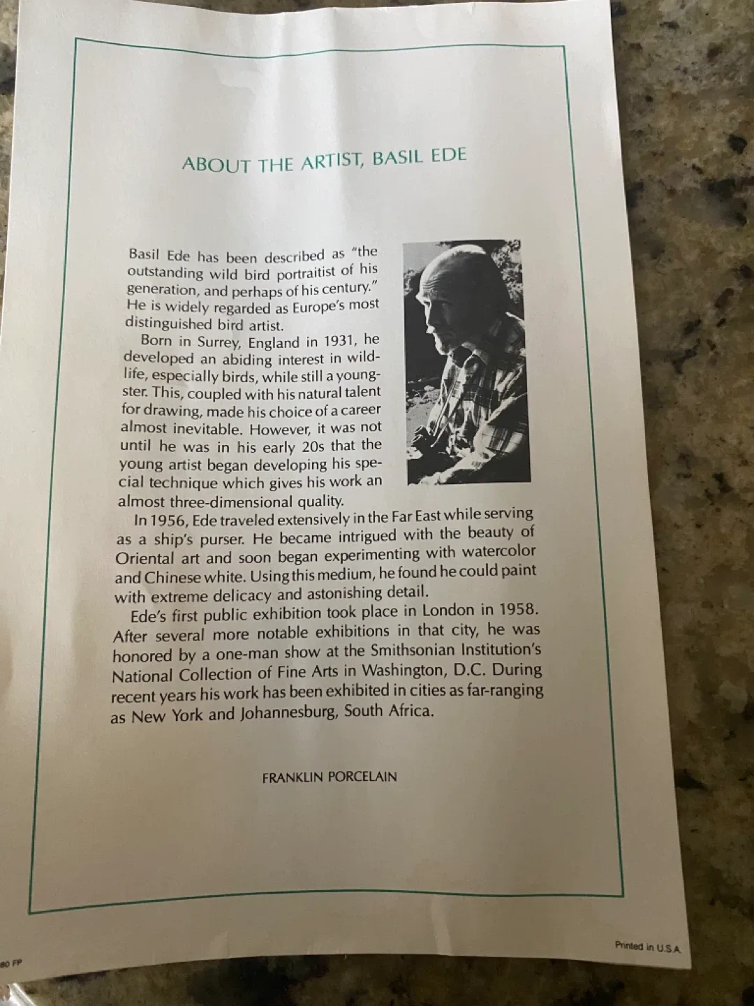 Franklin Porcelain The Meadowland Bird Vase by Basil Ede image indicator(3)