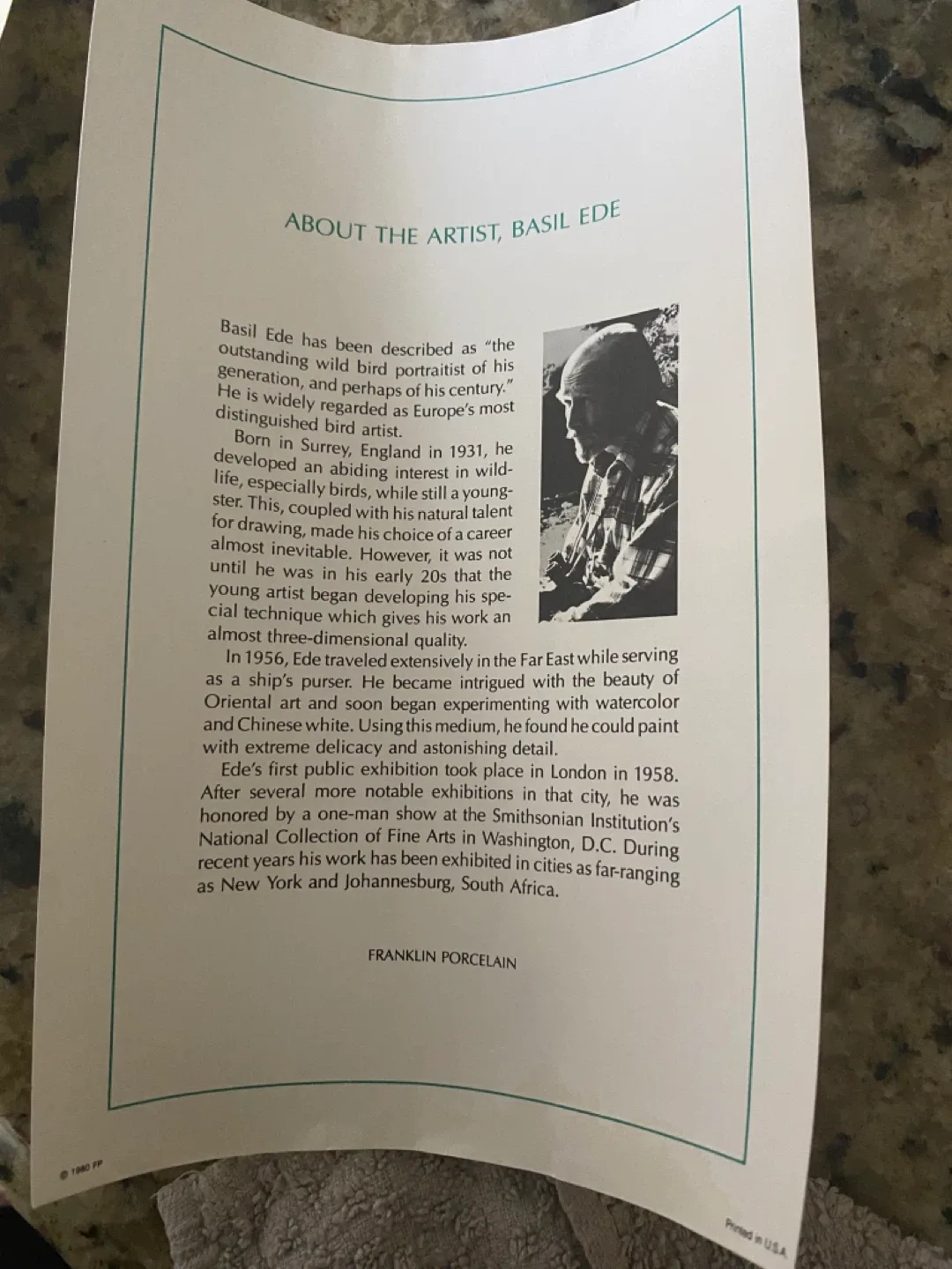 Franklin Porcelain The Meadowland Bird Vase by Basil Ede image indicator(5)