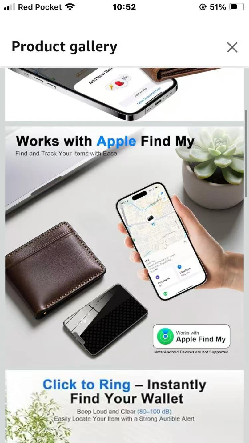 Red Pocket Wallet Finder Card - Works with Apple Find My - photo 2
