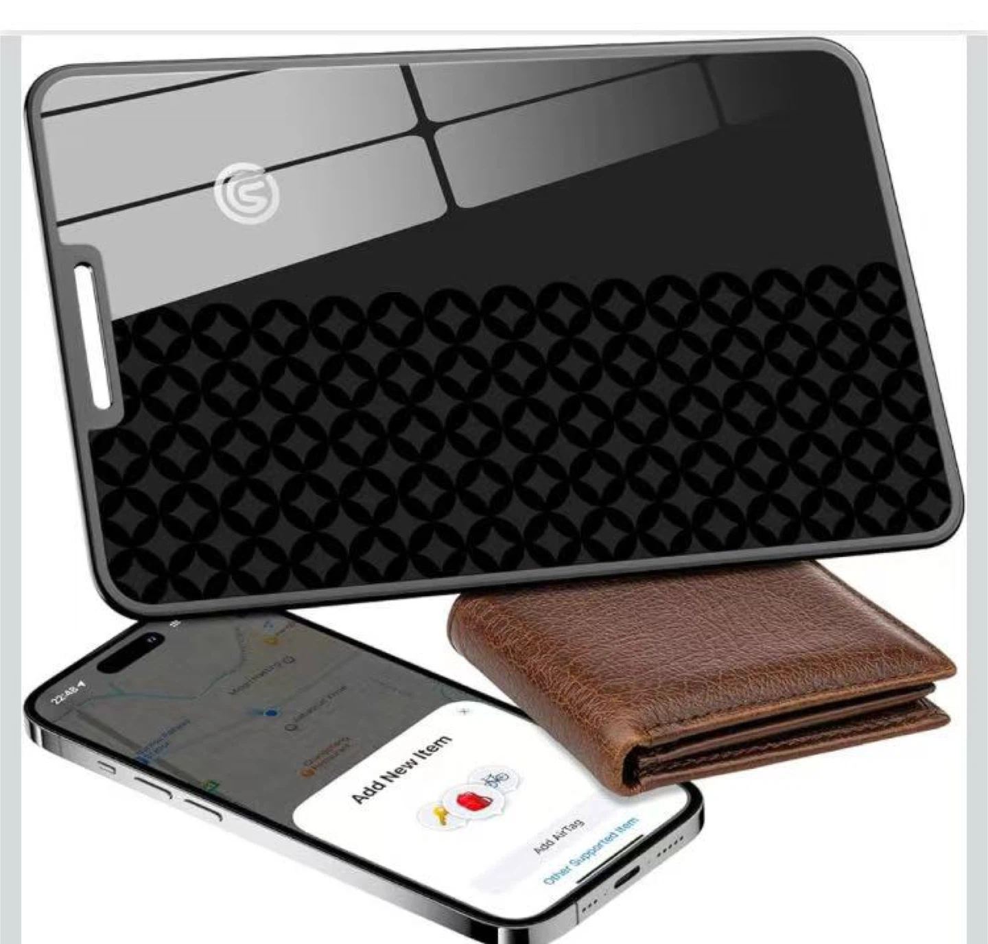 Red Pocket Wallet Finder Card - Works with Apple Find My
