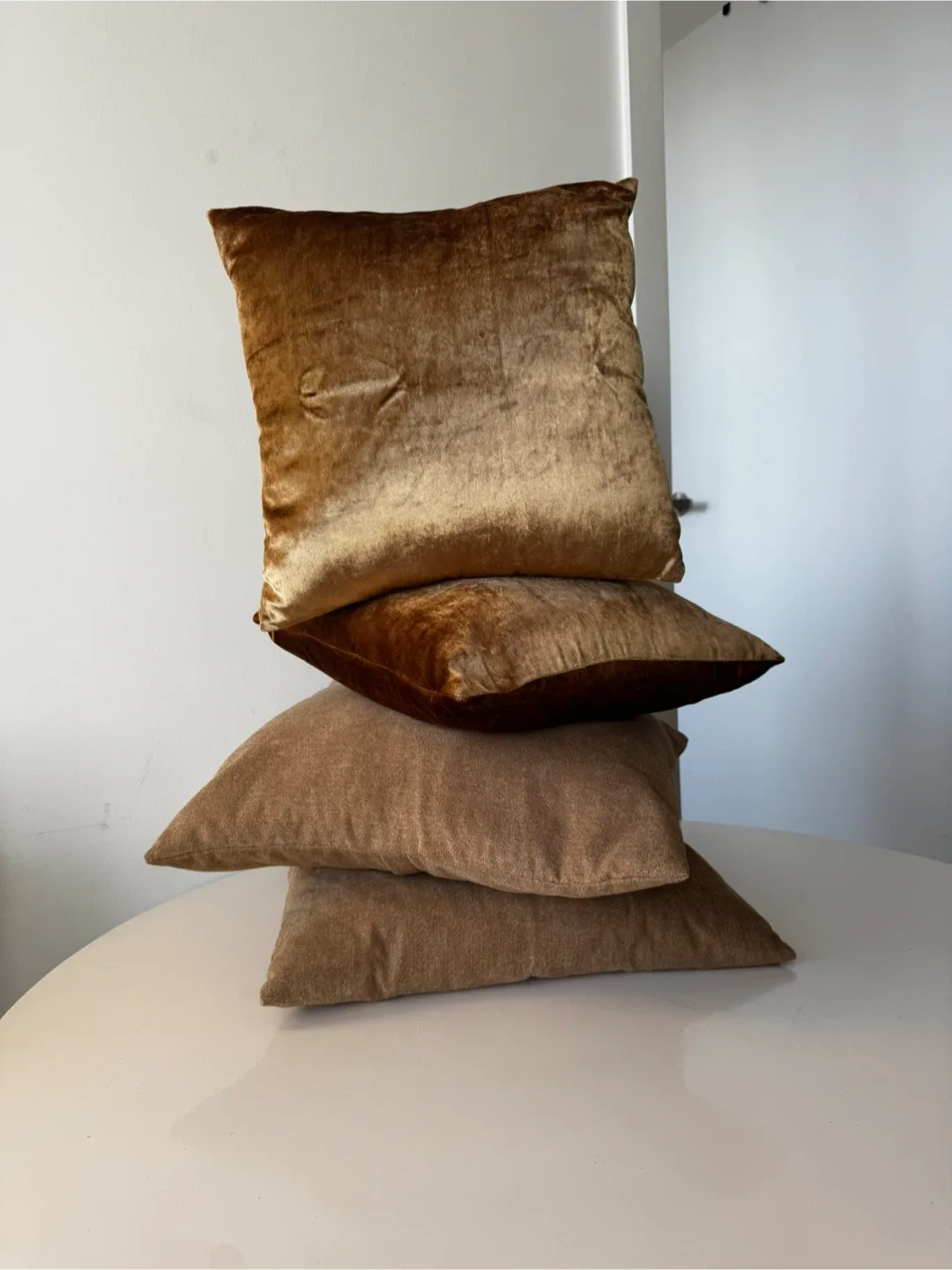 Gold + Brown Velvet Throw Pillows (Set of 4) thumbnail