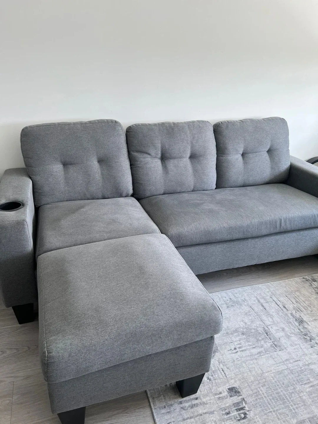 Grey Sectional Sofa with Ottoman