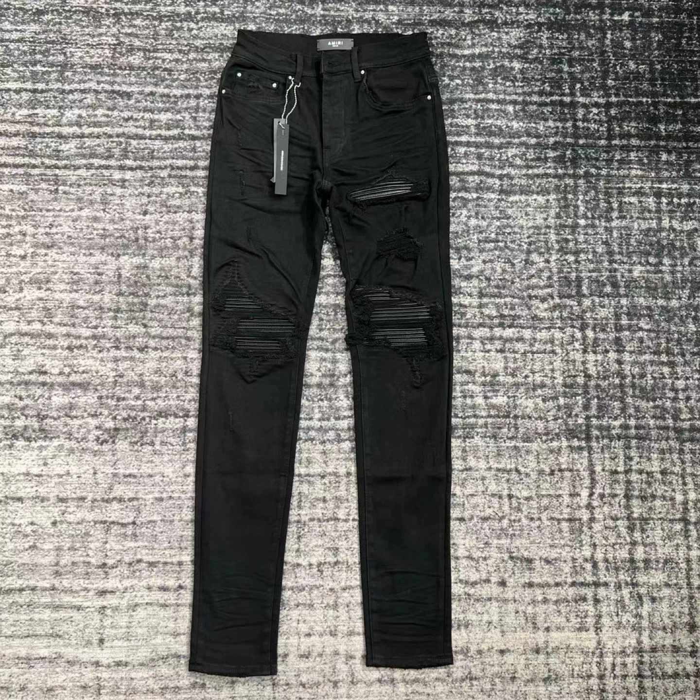 Amiri MX1 Distressed Black Jeans