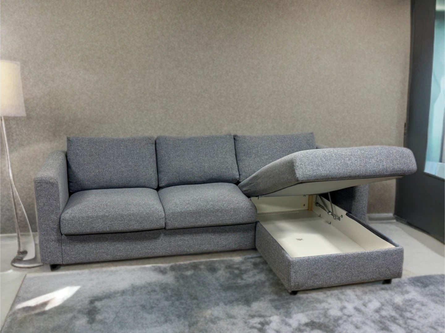 Grey Sectional Sofa with Storage Chaise - photo 3