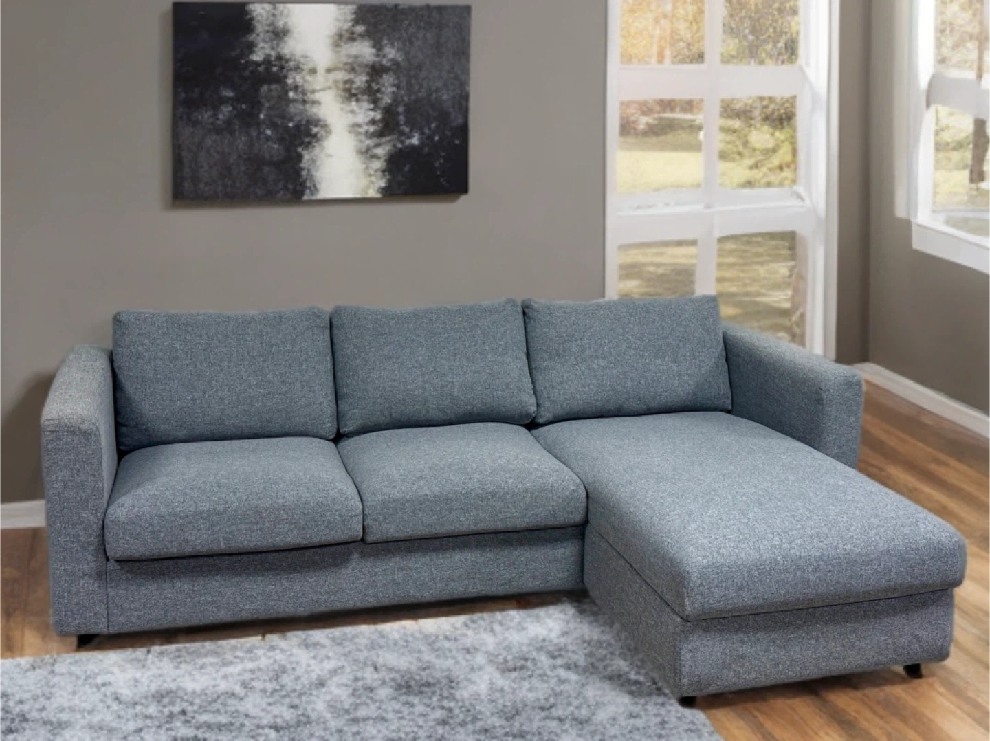 Grey Sectional Sofa with Storage Chaise - photo 2