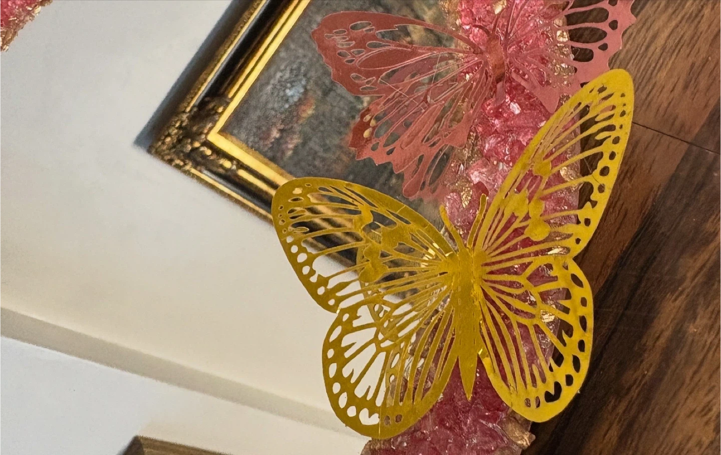 Pink and gold stone and Butterfly MirrorTray - photo 3