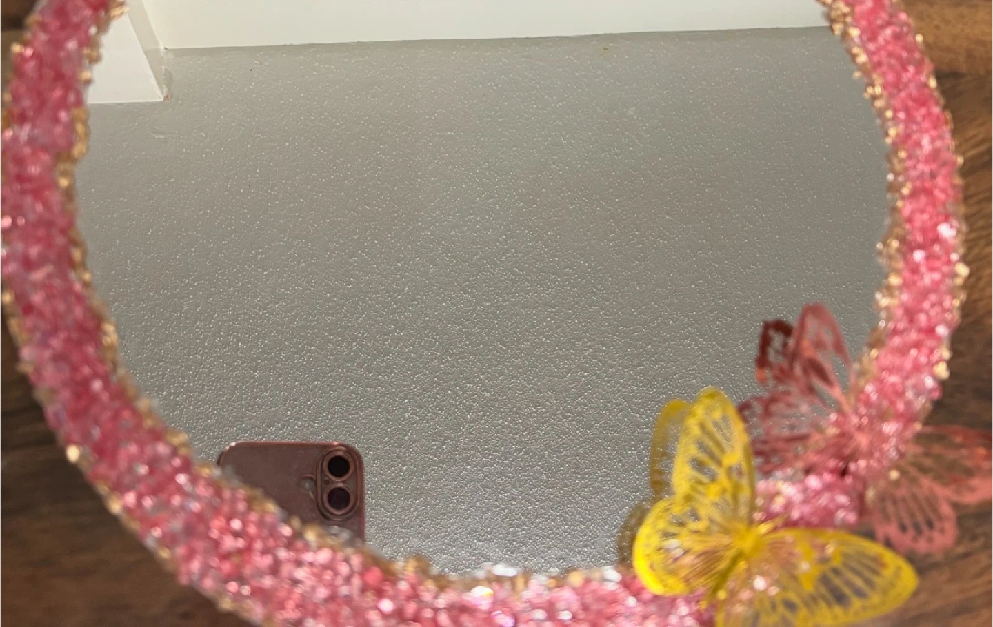 Pink and gold stone and Butterfly MirrorTray - photo 2