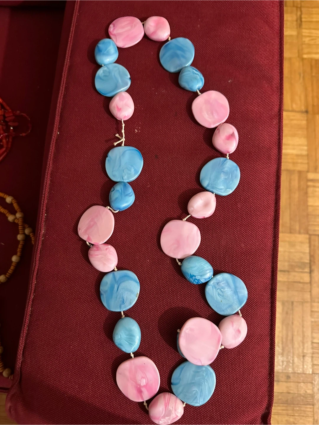 Pink and Blue Beaded Necklace