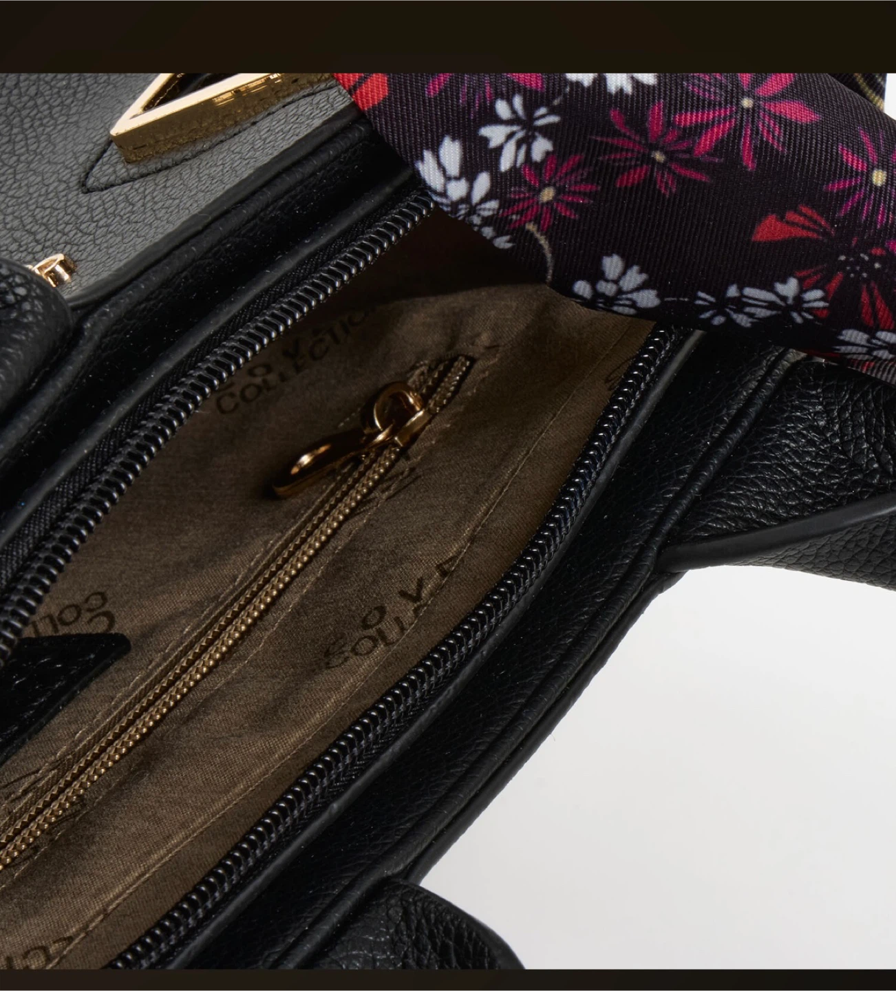 Coveri Collection Black Handbag with Scarf - photo 5