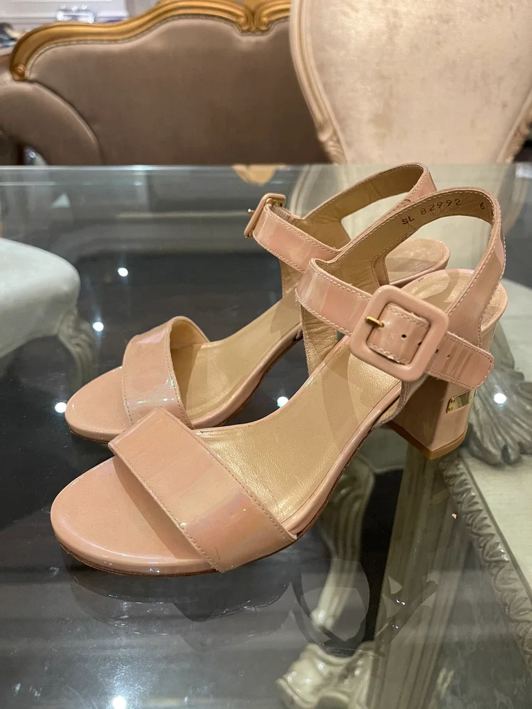 Stuart Weitzman Pink Patent Leather High Heels Sandals - Size 6 thumbnail