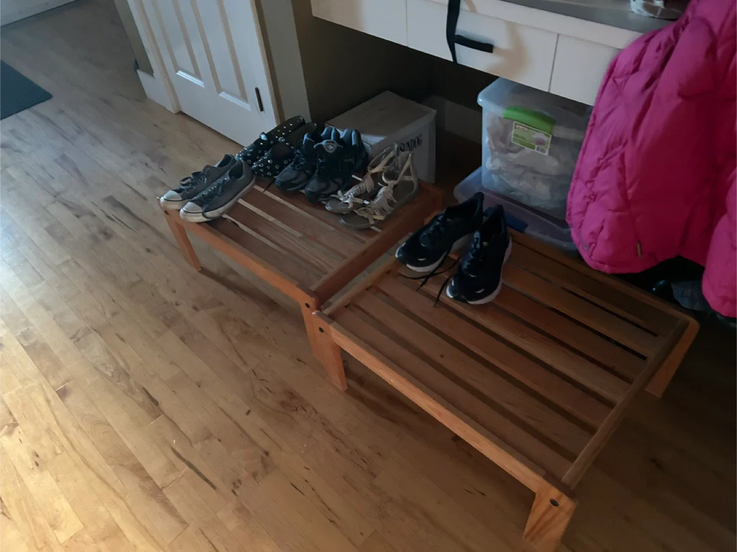 $20.00 each one ..  Wooden Shoe Rack image indicator(5)