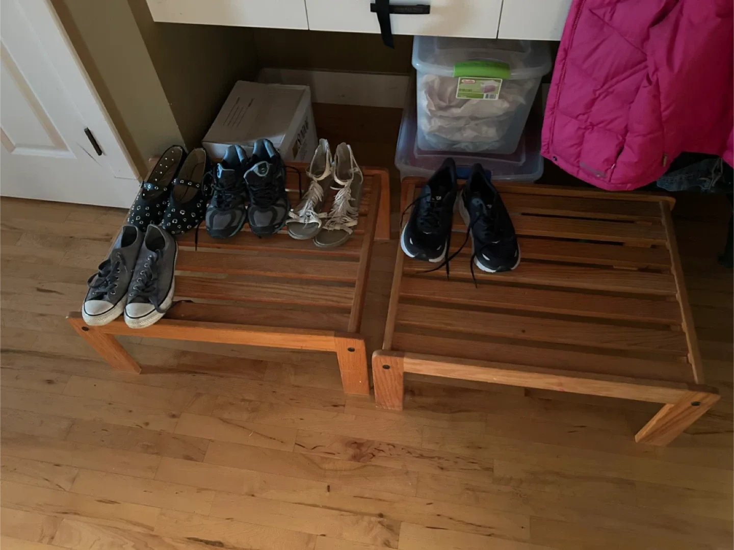 $20.00 each one ..  Wooden Shoe Rack image indicator(2)