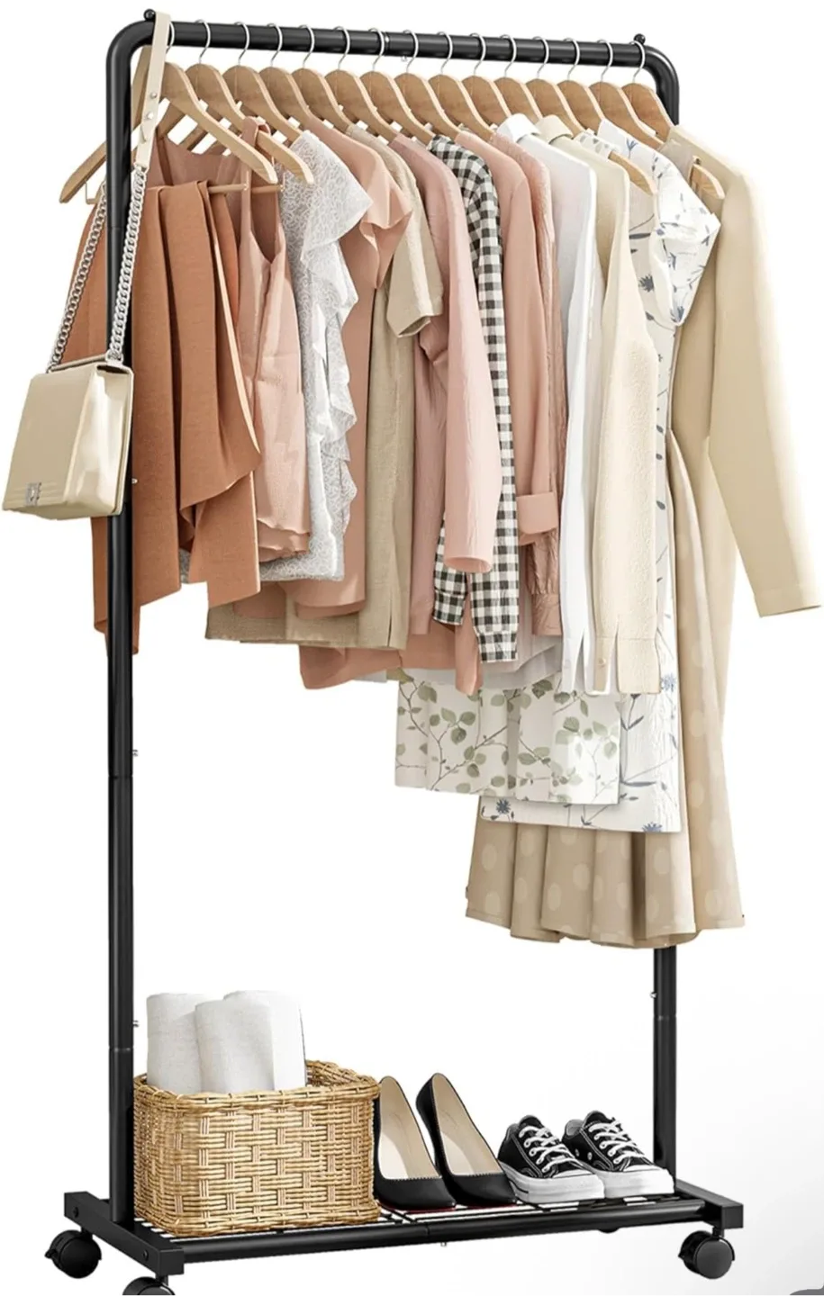 New Garment Rack - Black, Rolling with Brakes image indicator(2)