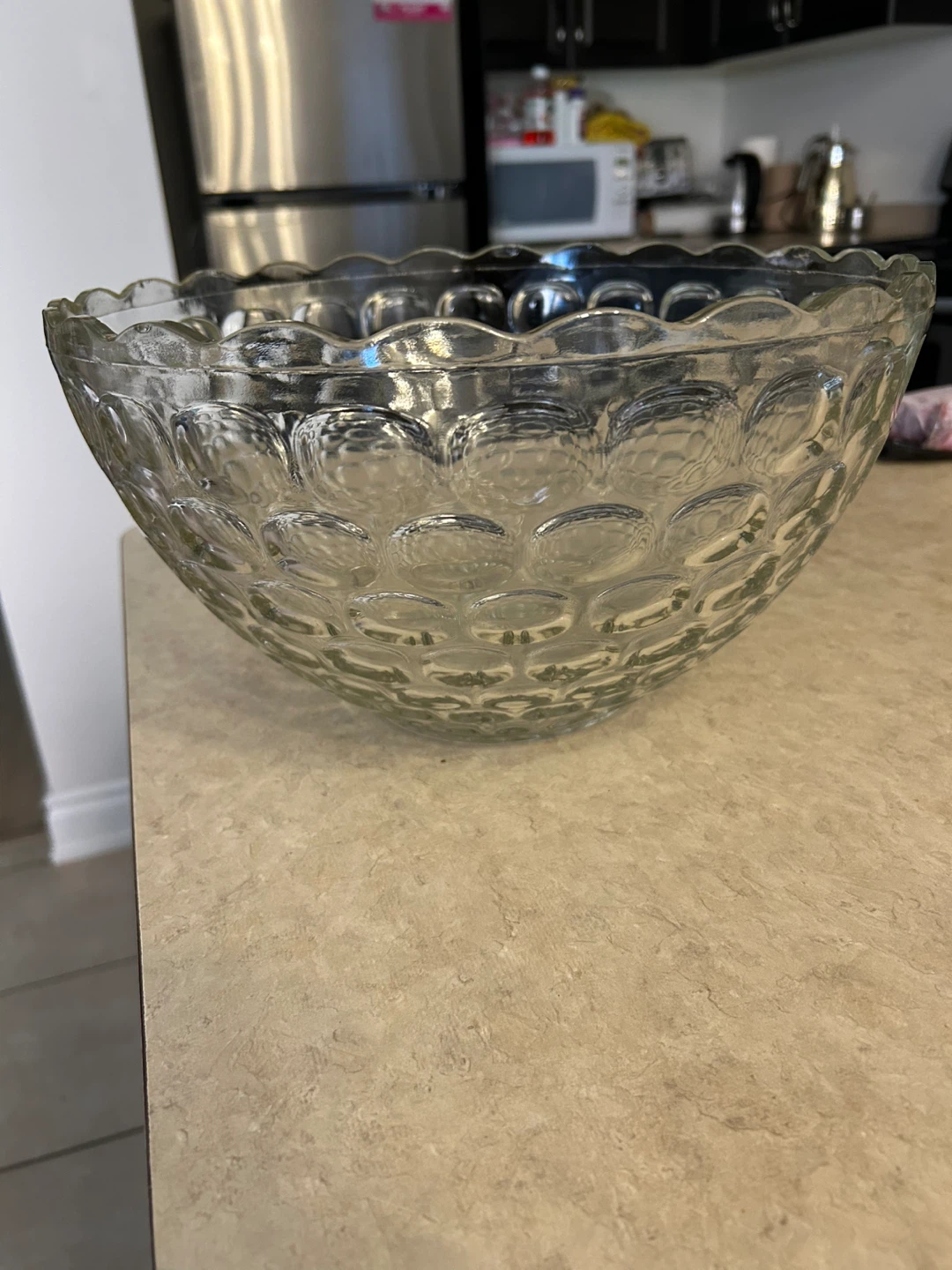 Vintage Clear Glass Punch Bowl - photo 2