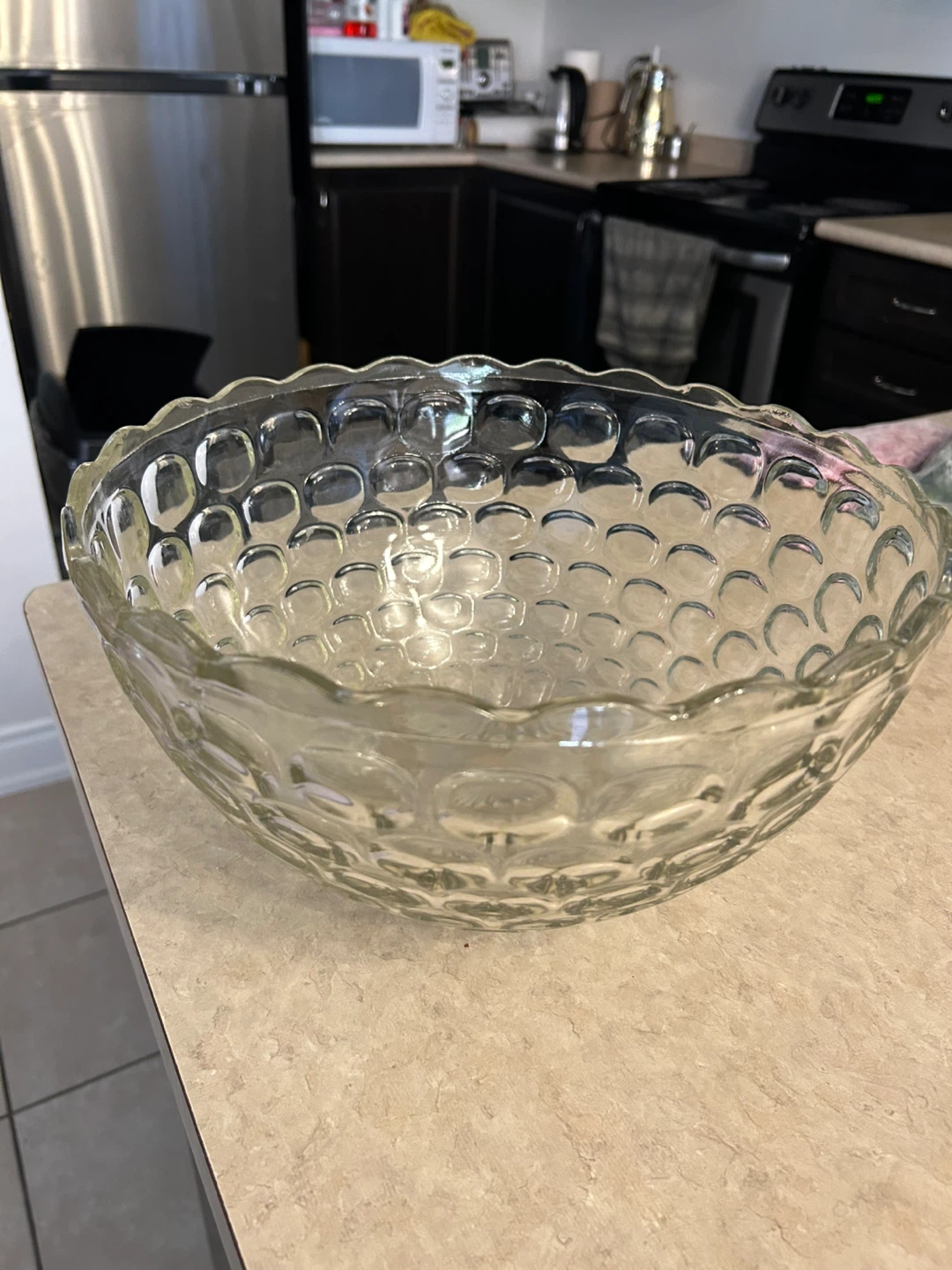 Vintage Clear Glass Punch Bowl
