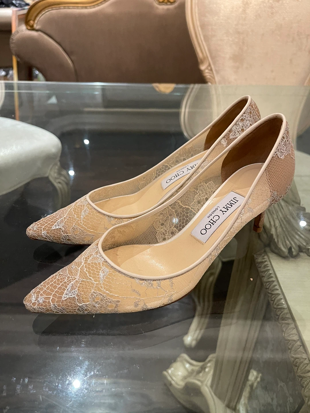 Authentic Jimmy Choo Lace Heels Women - Size 37