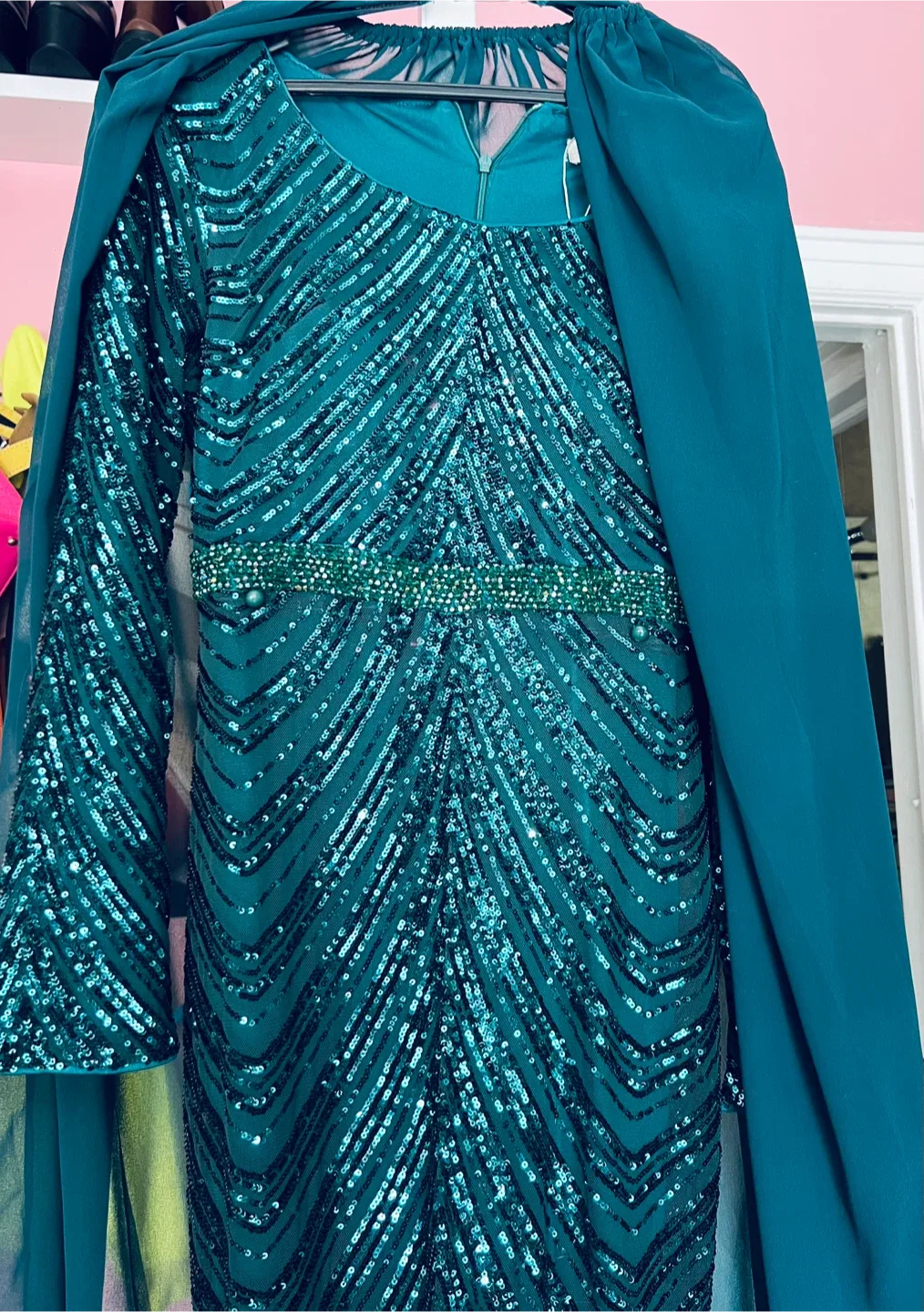 Emerald Green Sequin Evening Dress thumbnail