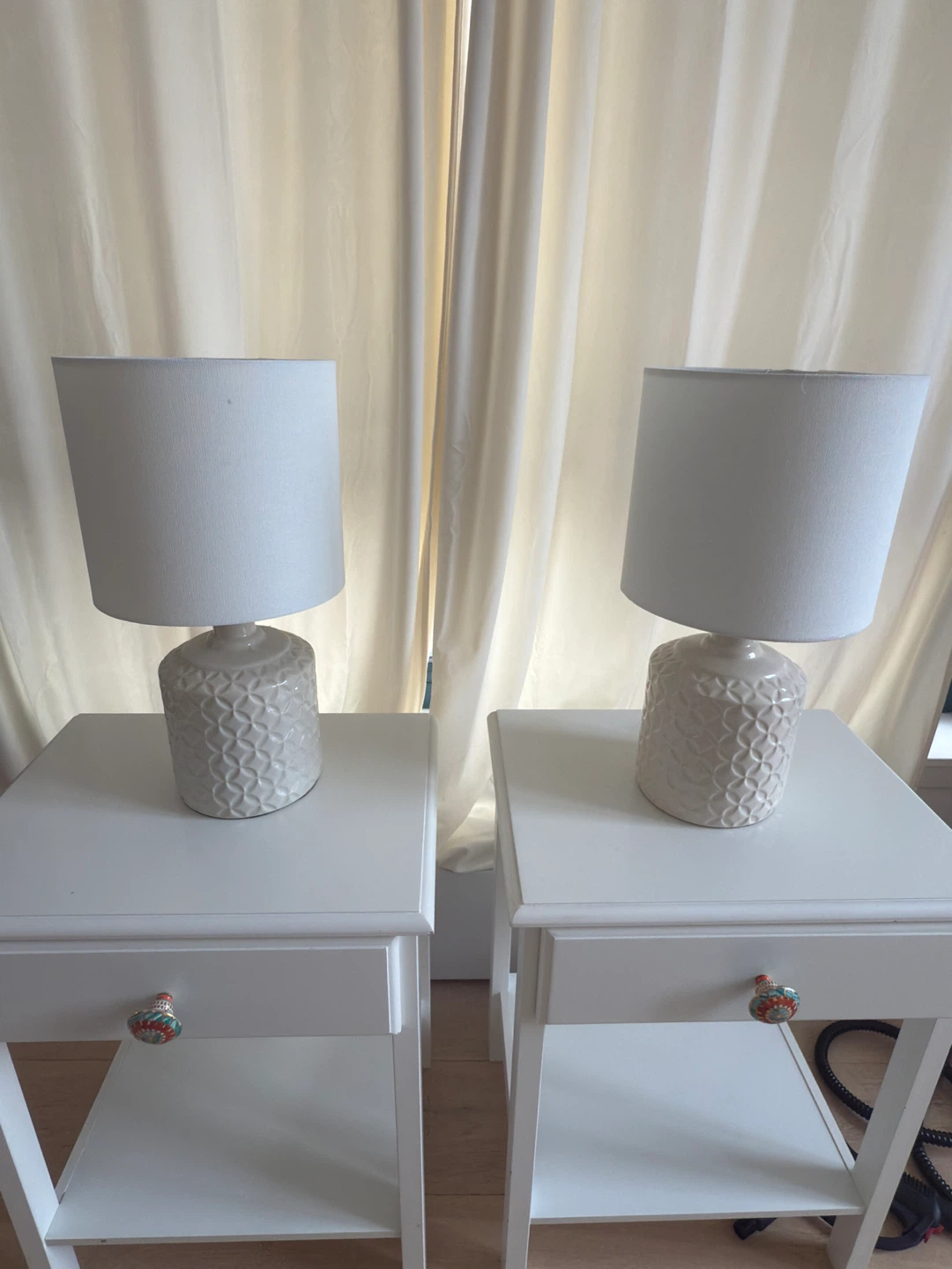 Pair of White Ceramic Table Lamps