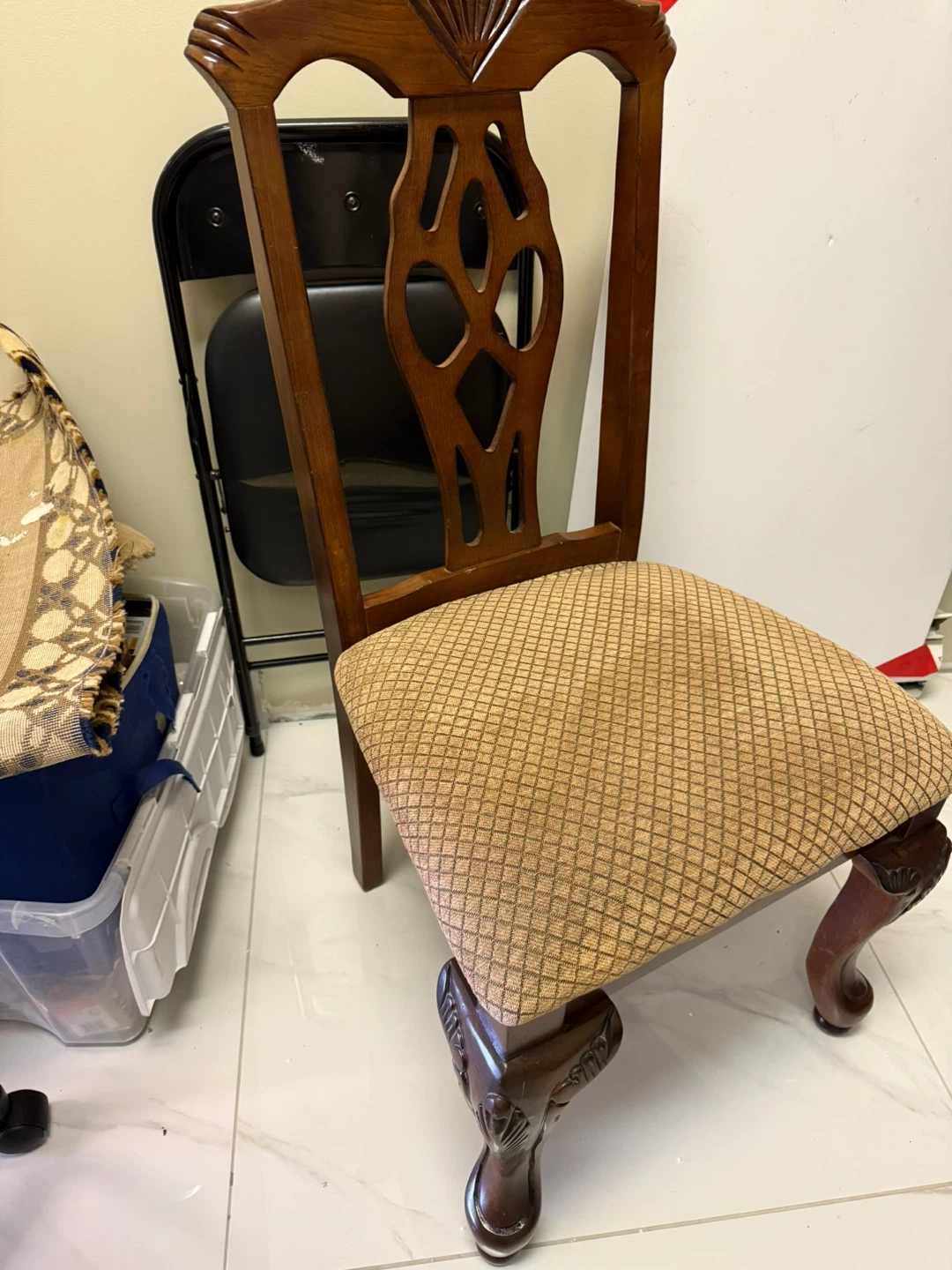 Wooden Dining Chair with Patterned Seat