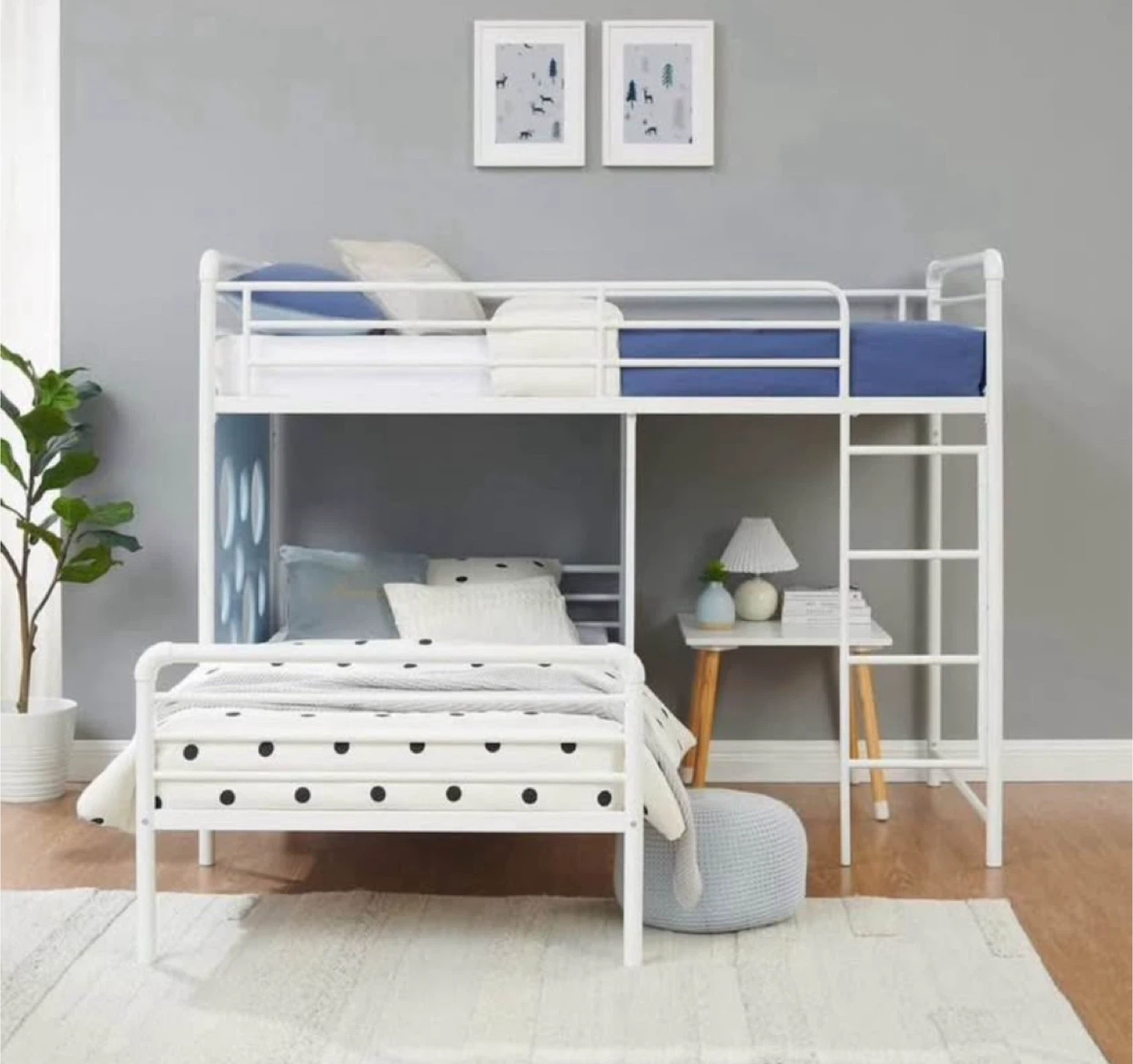 New White Twin L-Shaped Bunk Bed 🥕