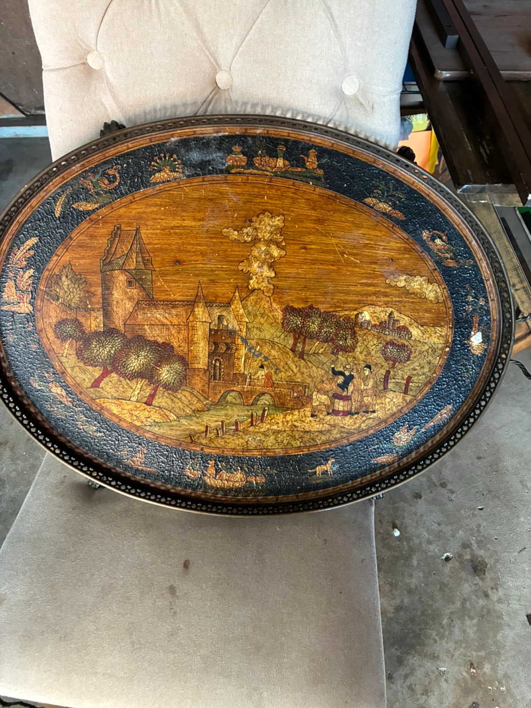 Vintage Oval Claw Foot Tray