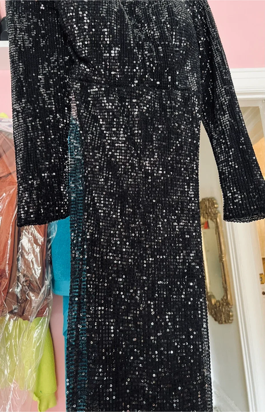 Sequin Long Sleeve Dress - Black thumbnail