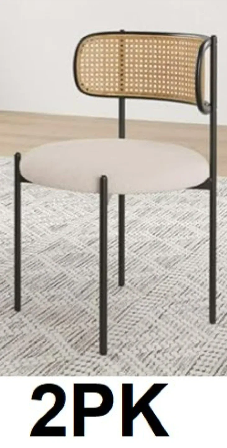 Brand New Rattan Back Boucle Chairs (Set of 2) thumbnail