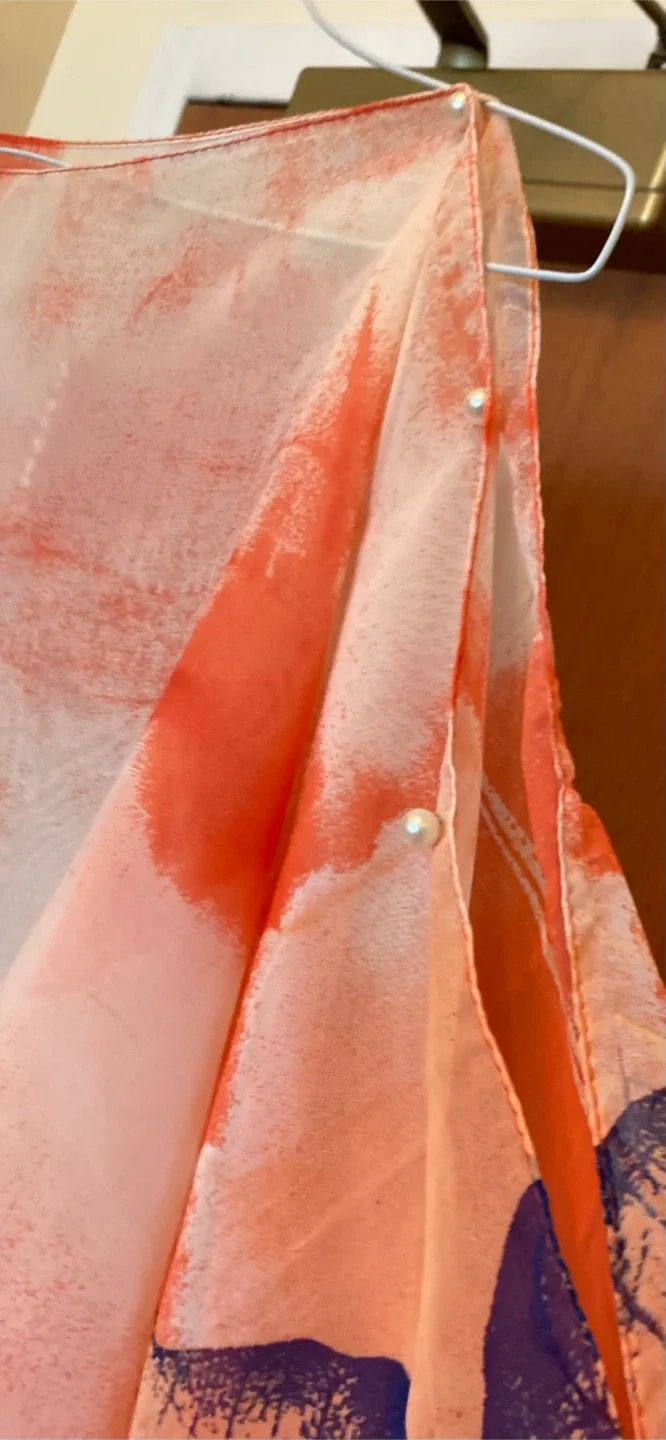 Orange & White Sheer Cover-Up image indicator(2)