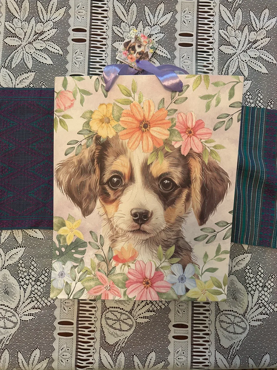 Dog Floral Gift Bag thumbnail