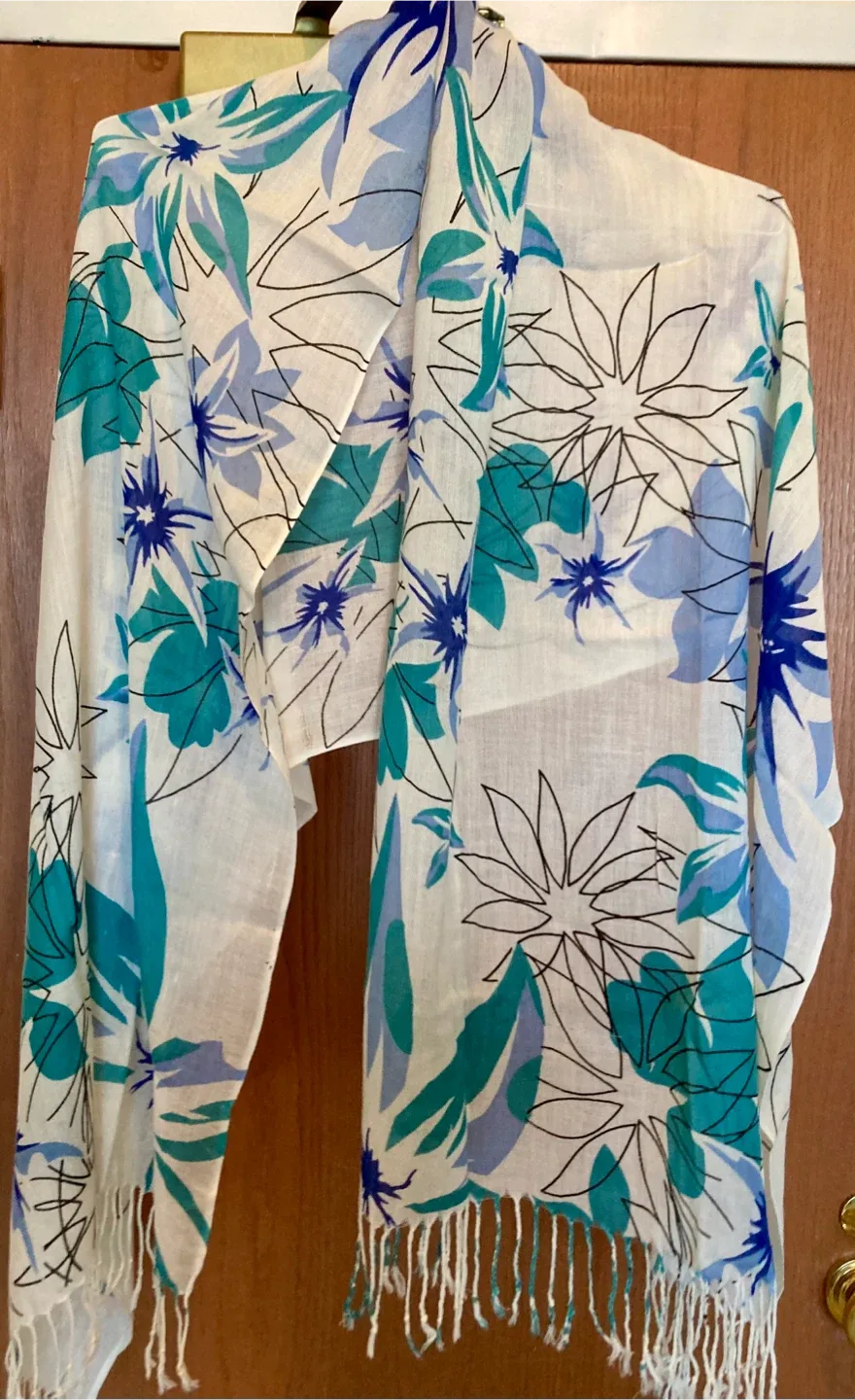 4 large Scarves - Red, Blue, Floral thumbnail