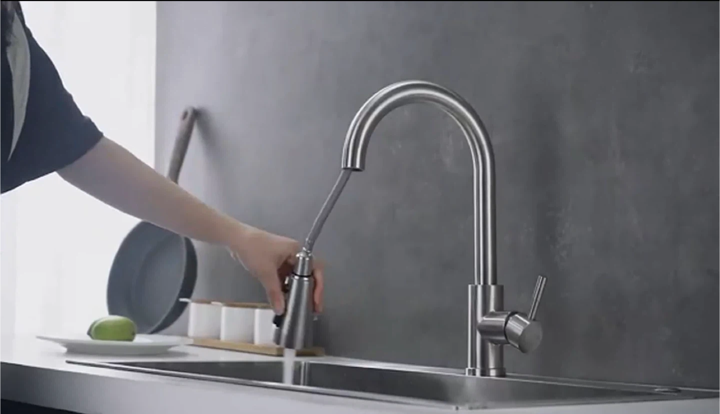 Pull Down Kitchen Faucet stainless steel black and silver - photo 2