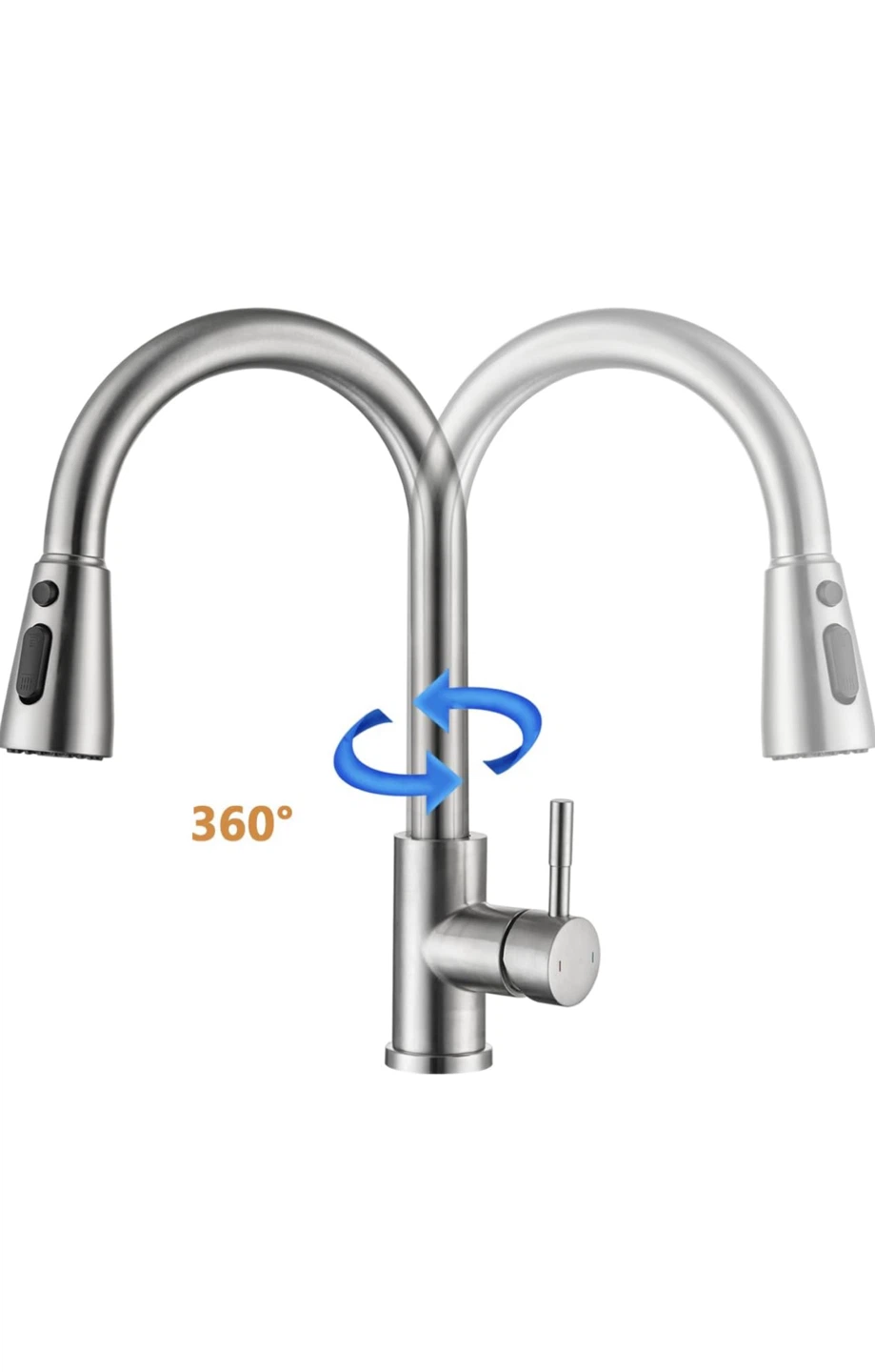 Pull Down Kitchen Faucet stainless steel black and silver - photo 3