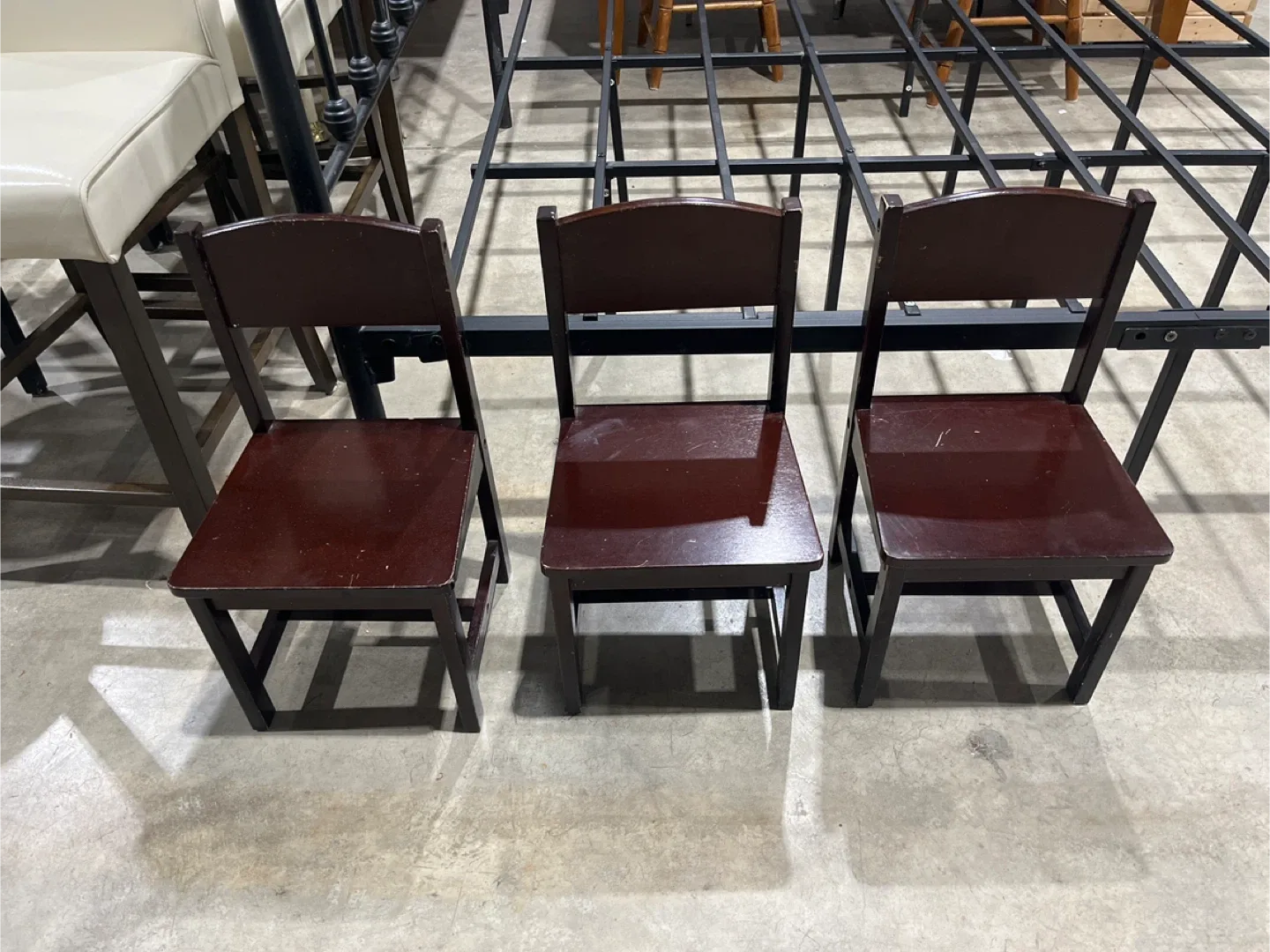 Set of 3 Brown Wooden Chairs for Kids thumbnail