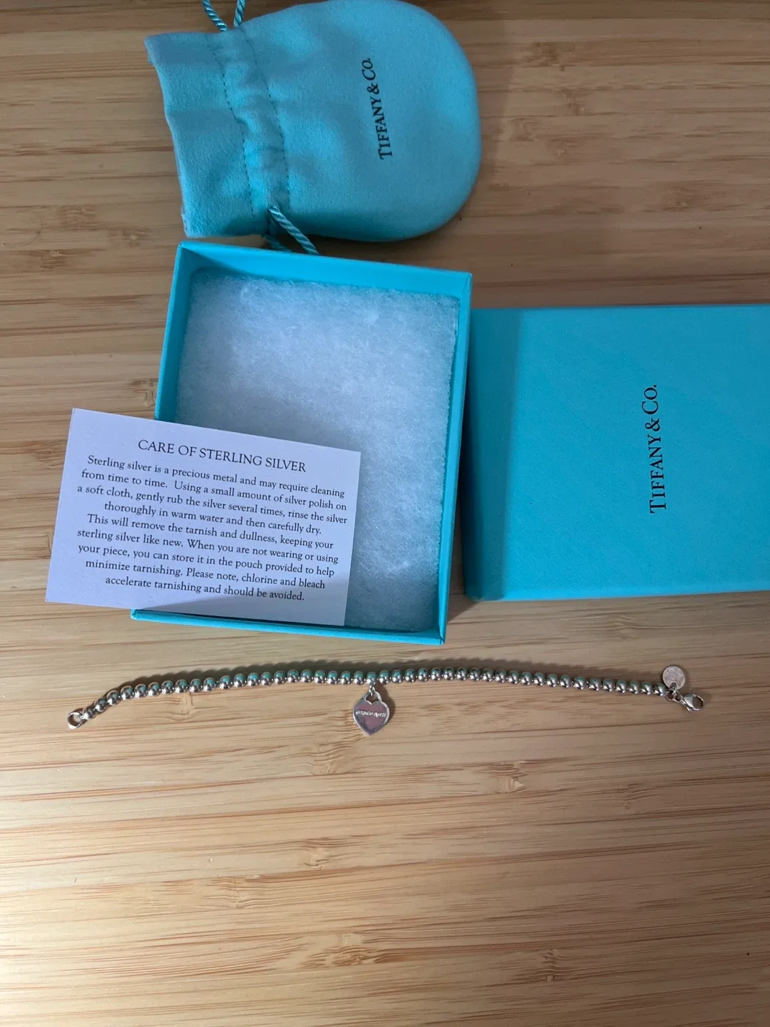 Tiffany & Co. Sterling Silver Heart Tag Bead Bracelet thumbnail