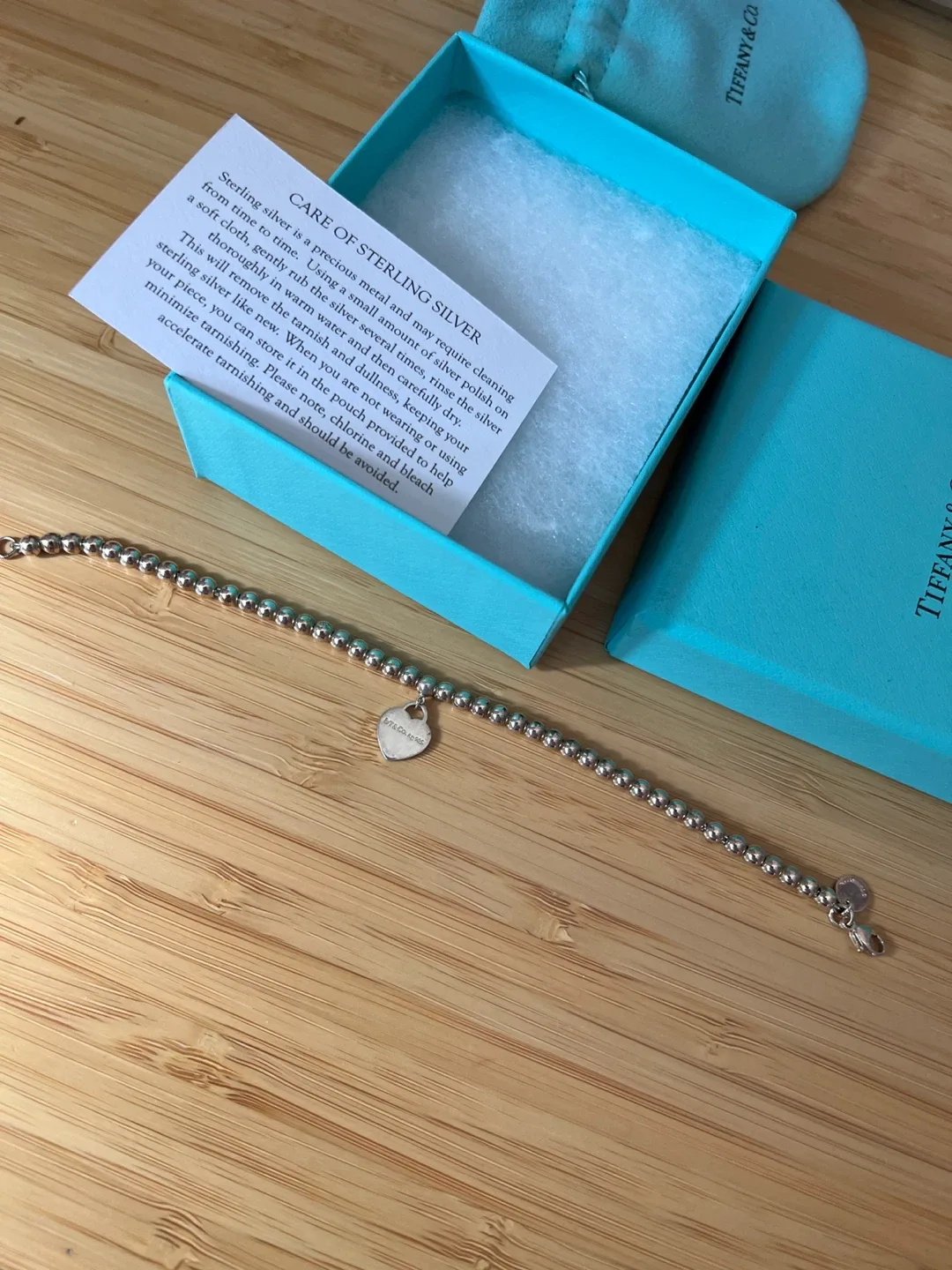 Tiffany & Co. Sterling Silver Heart Tag Bead Bracelet image indicator(4)