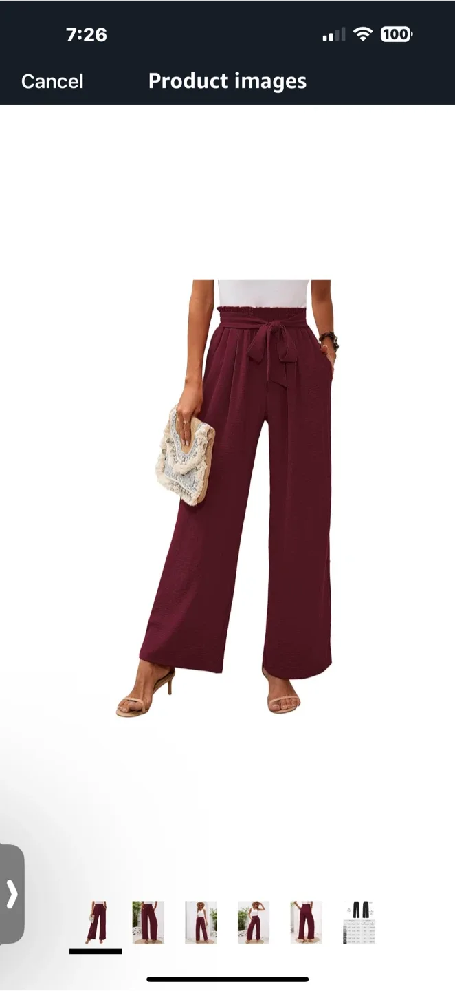 NWOT! Wide Leg Maroon Leighteent Pants thumbnail