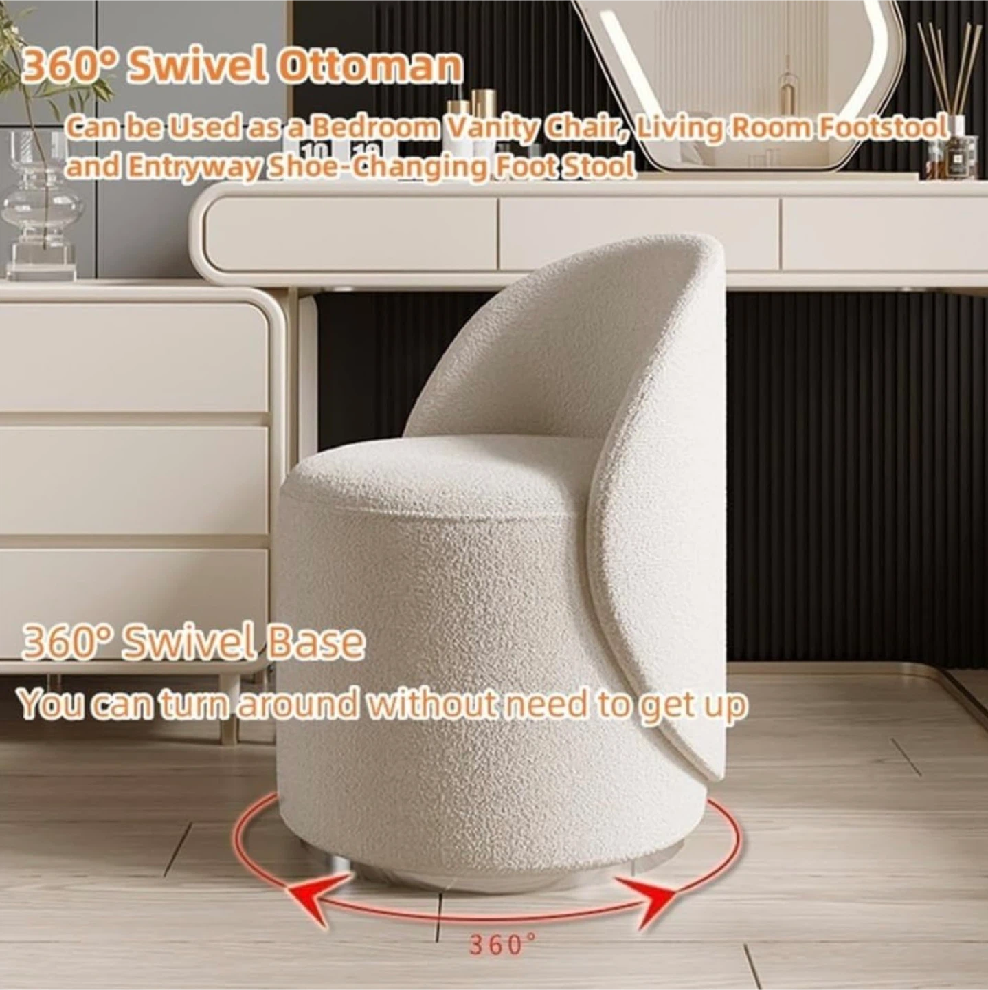 Swivel Ottoman Vanity Chair - brand new - photo 4
