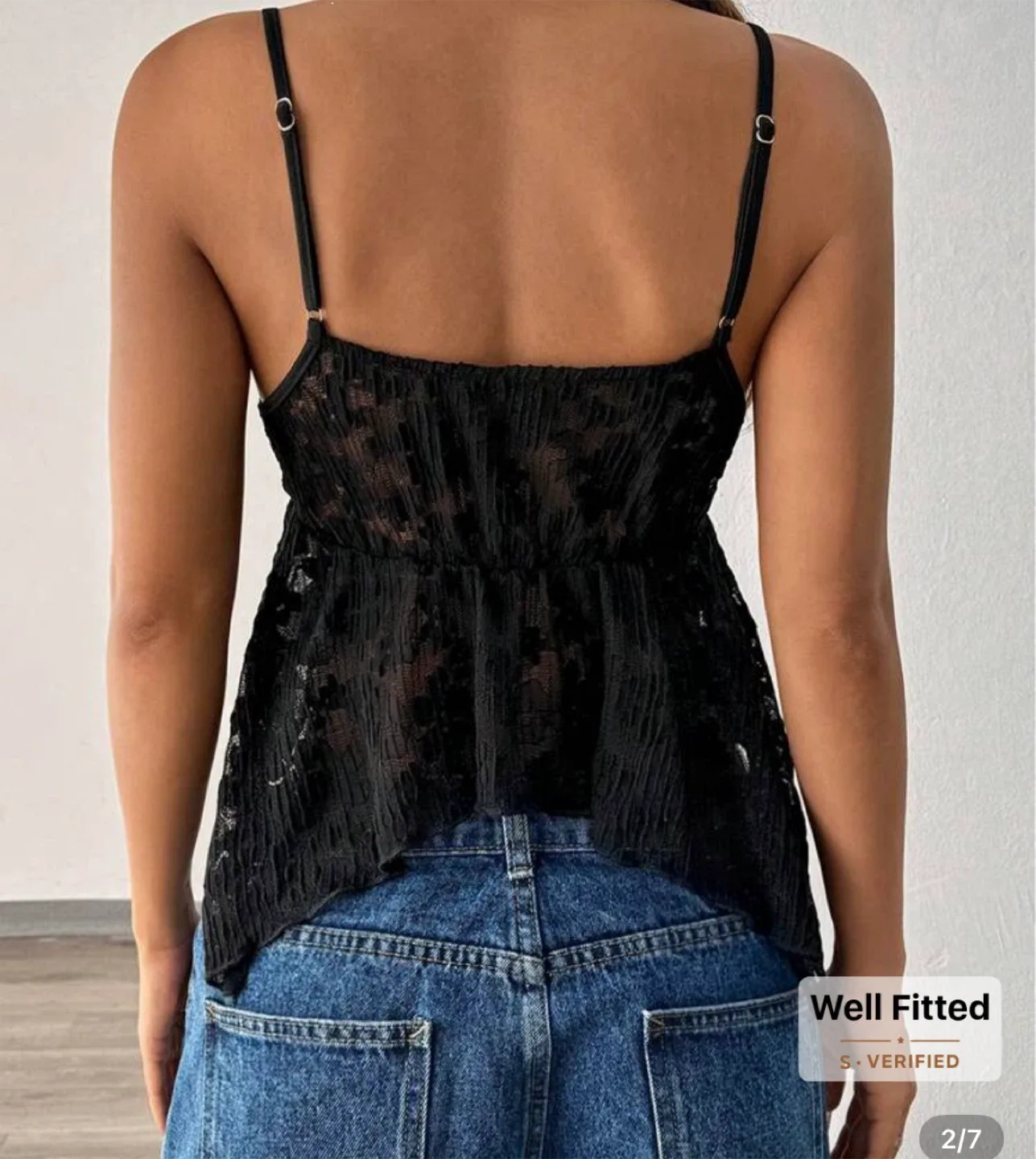 Black Lace Cami Top - Size S image indicator(2)