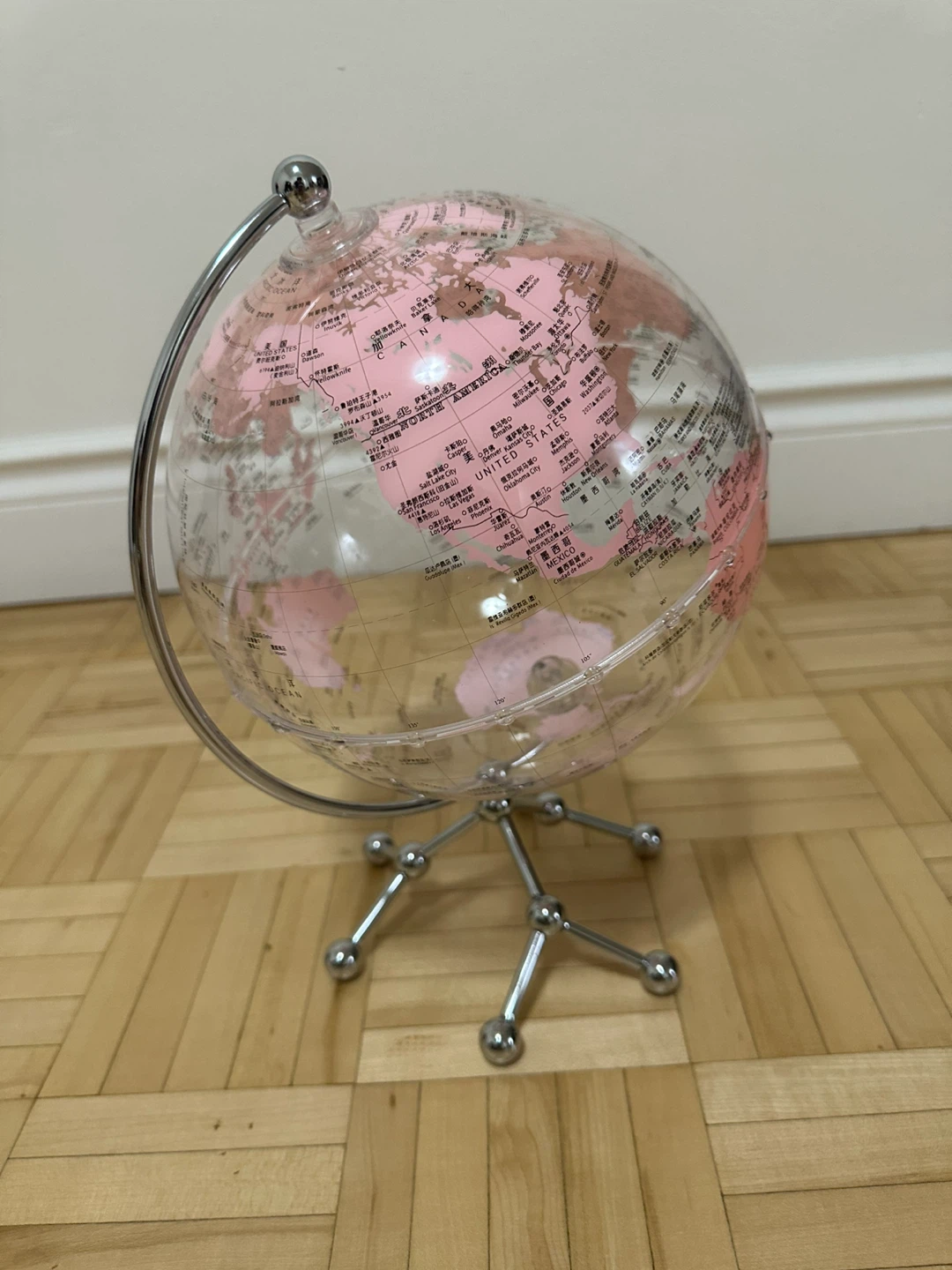 Pink Globe with Silver Stand - photo 3