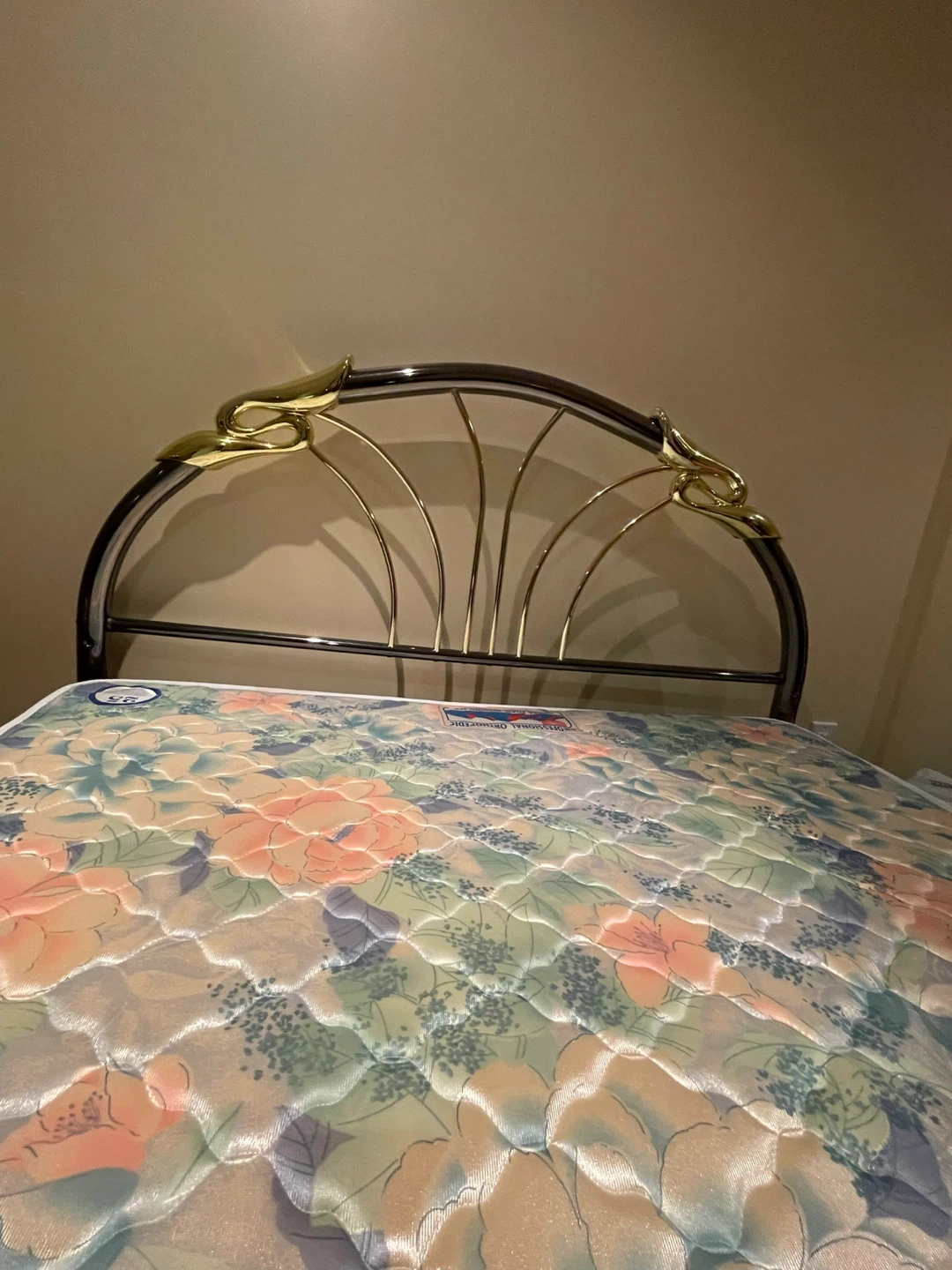 Metal Bed Frame with Gold Accents