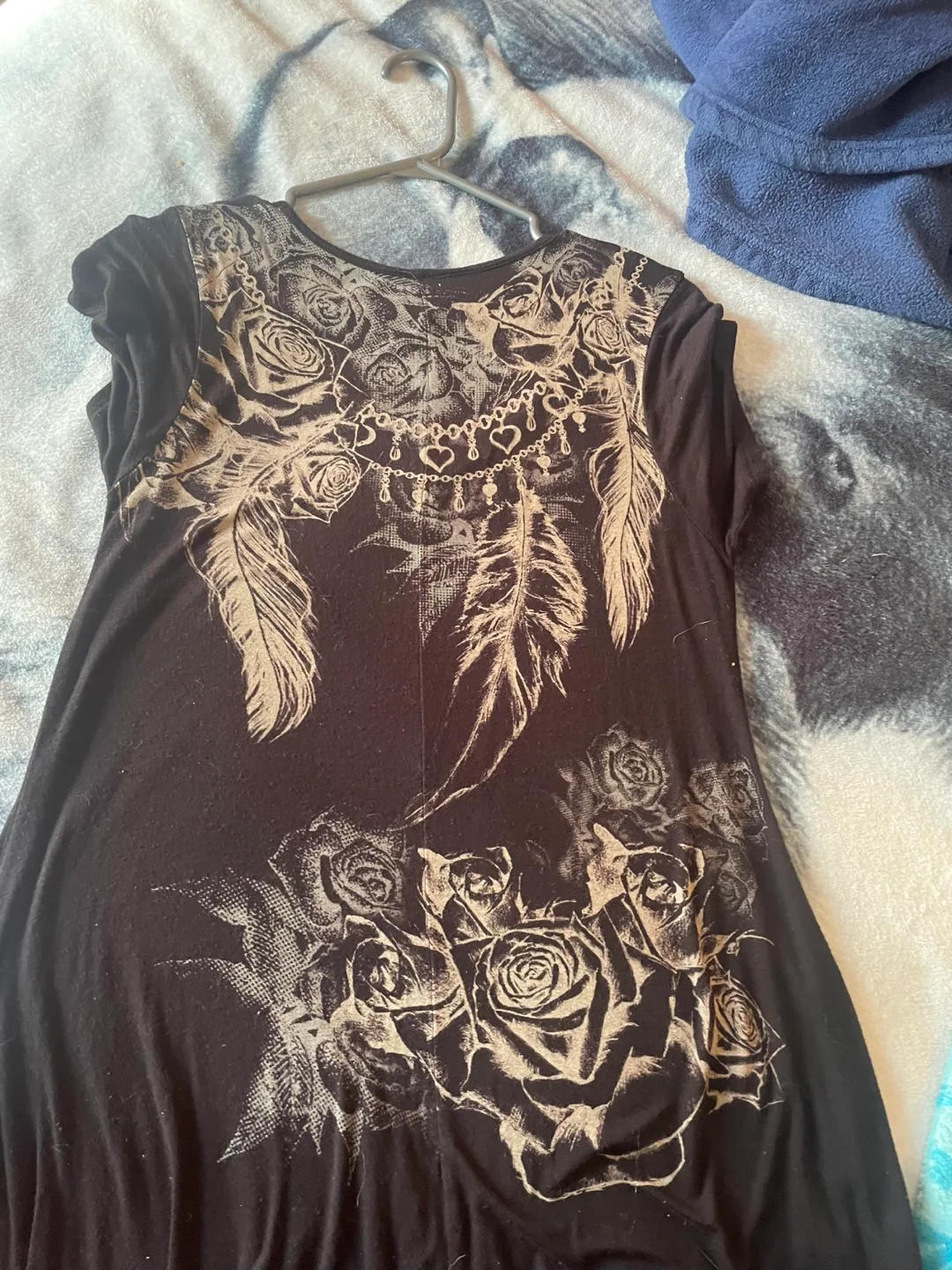 Black Tunic Top with Rose & Feather Design image indicator(8)