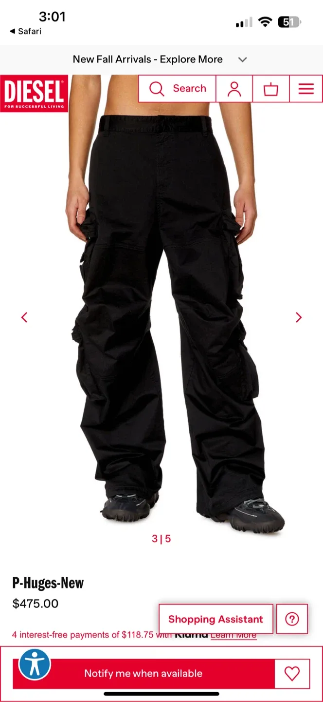 Diesel P-Huges-New Black Cargo Pants thumbnail
