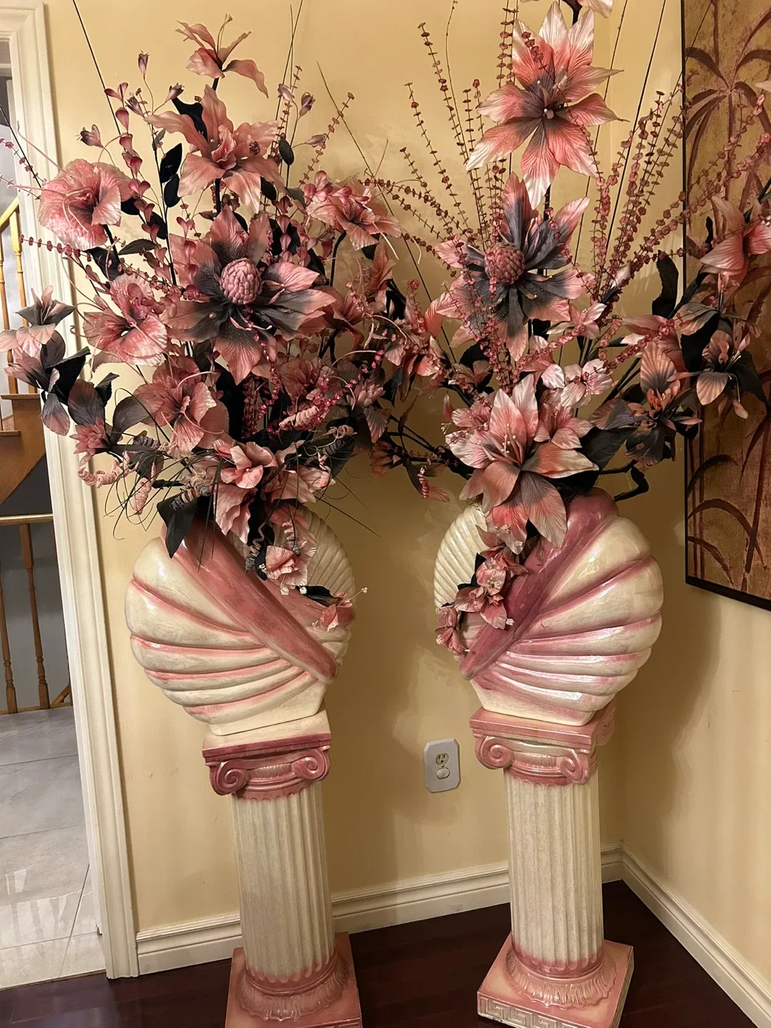Pair of Floral Arrangement with Decorative Stands thumbnail