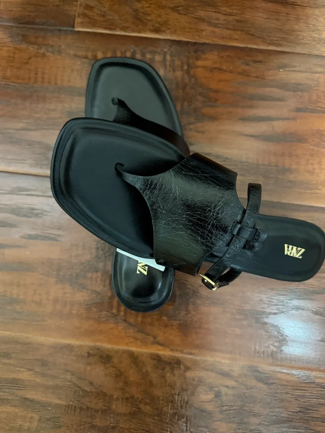 Zara Black Heeled Thong Sandals - Size 38 thumbnail