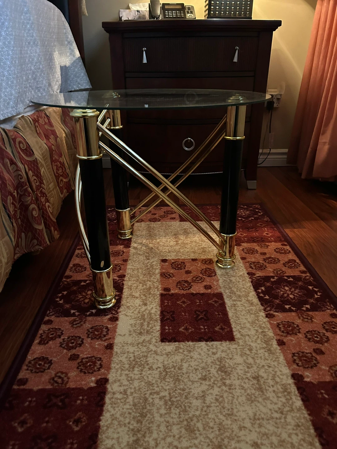 3 Glass Top End Table with Gold Accents