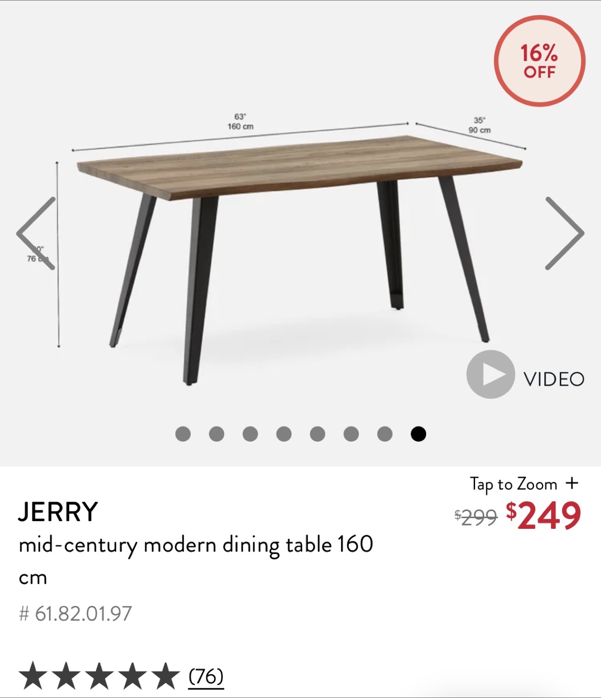 Mid-Century Modern Dining Table 160cm - photo 5