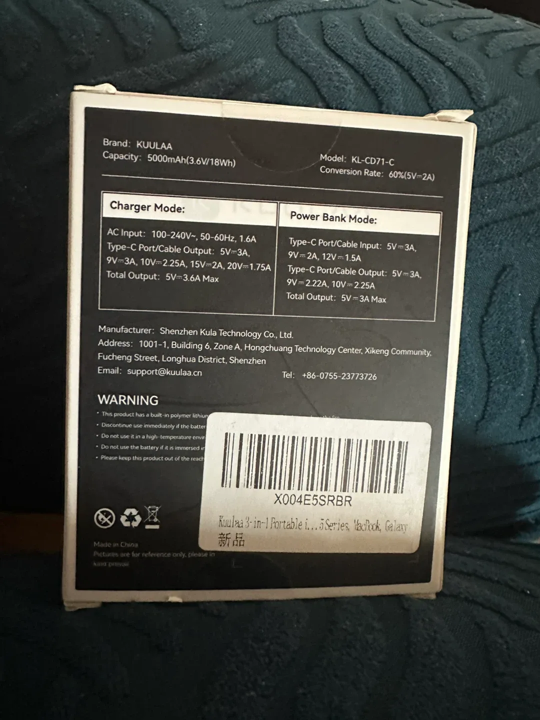 KUULAA KL-CD71 5000mAh 3-in-1 Portable Charger image indicator(2)