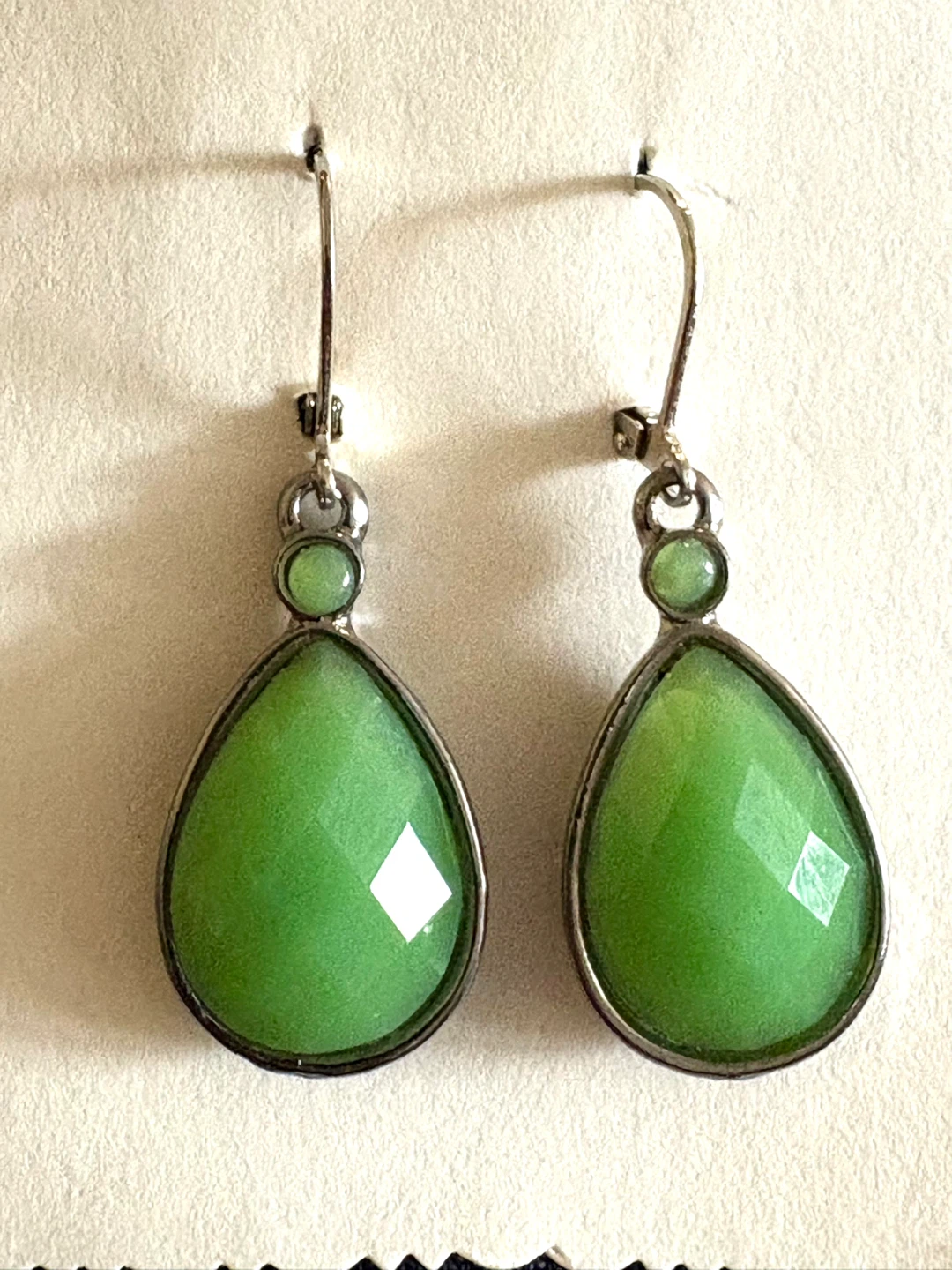 Green Teardrop Earrings, new