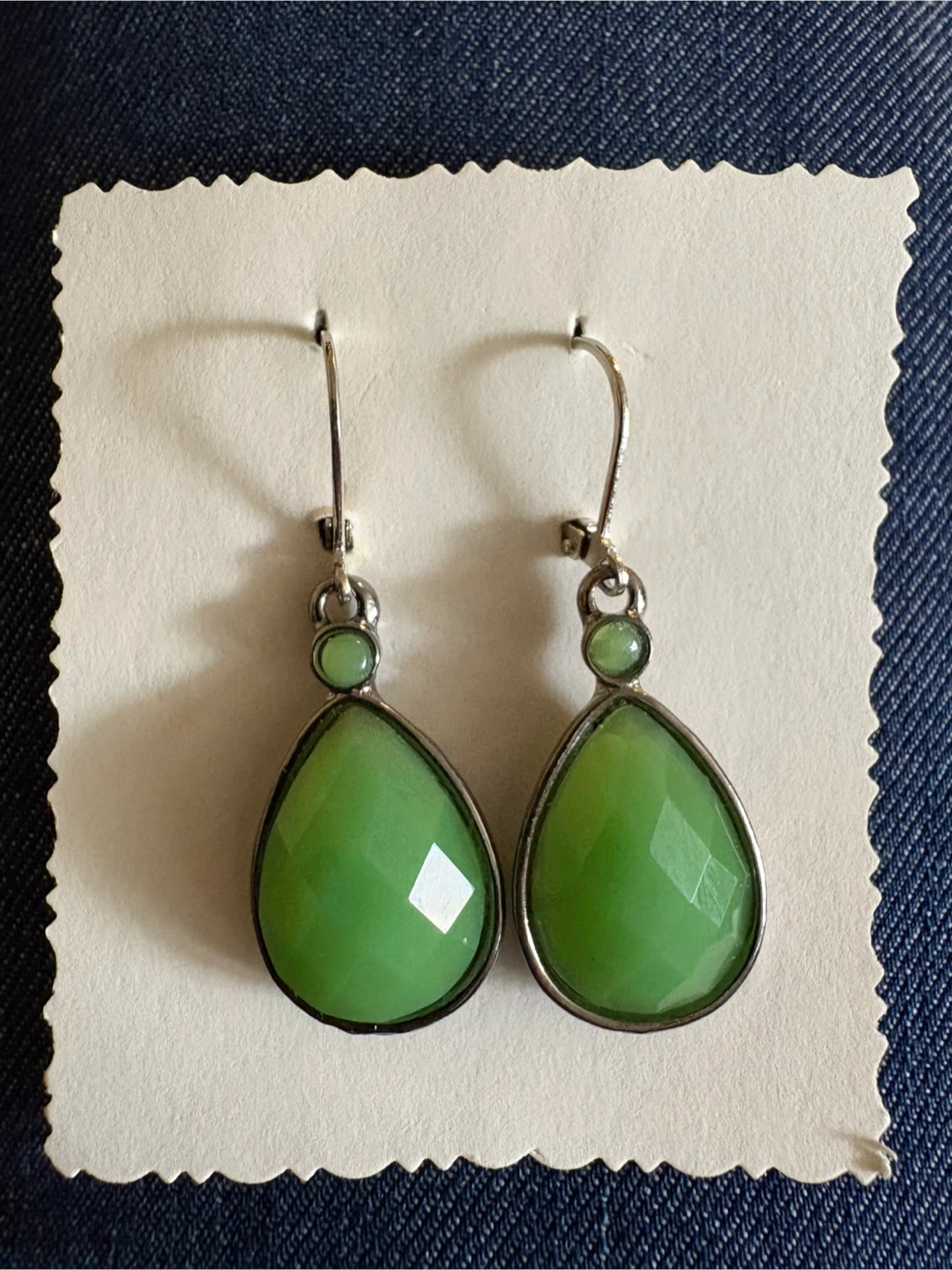 Green Teardrop Earrings, new - photo 2