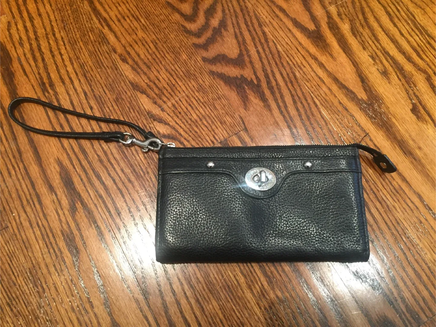 Coach Black Leather Wristlet thumbnail